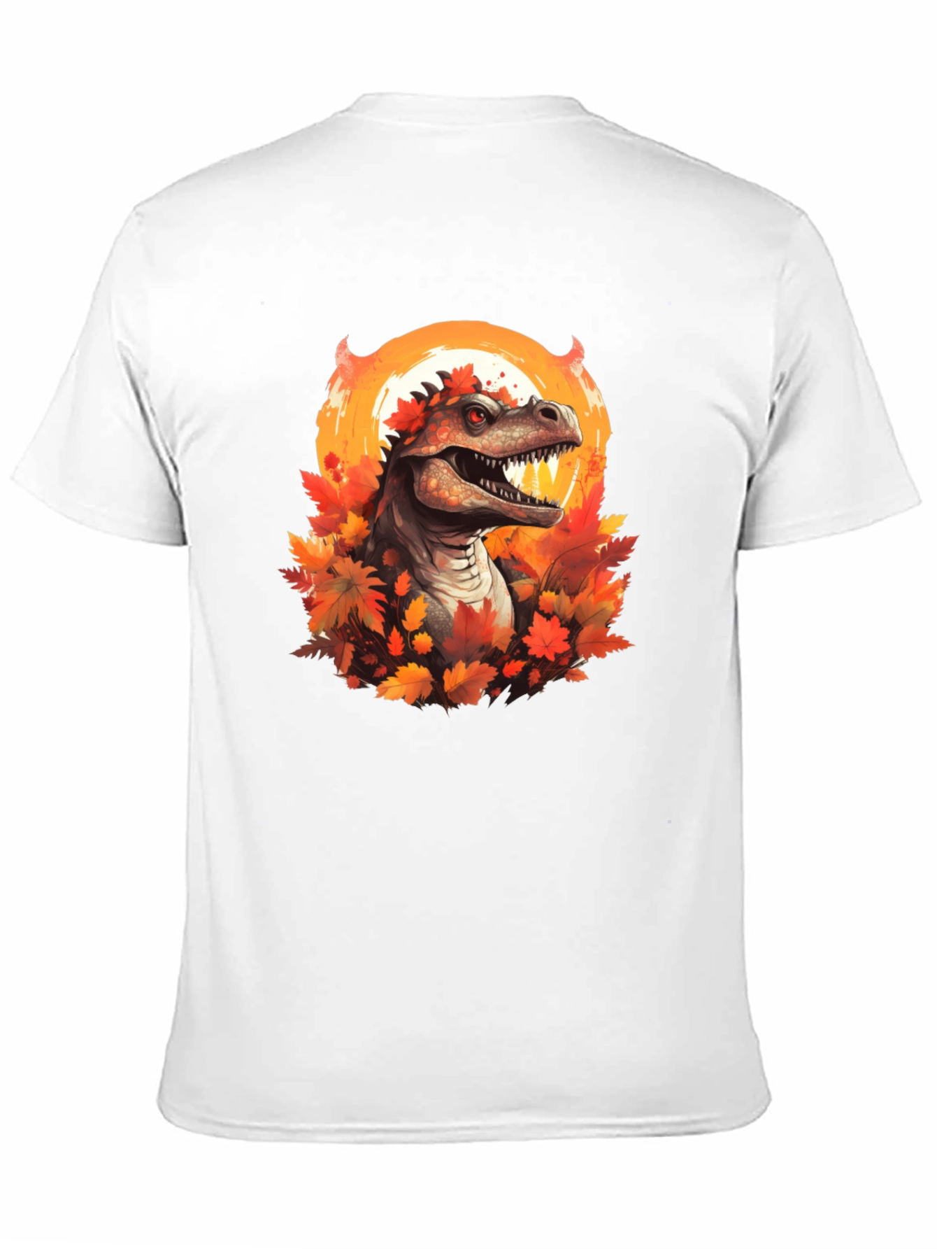 Black Dinosaur in Autumn T-Shirt view 11