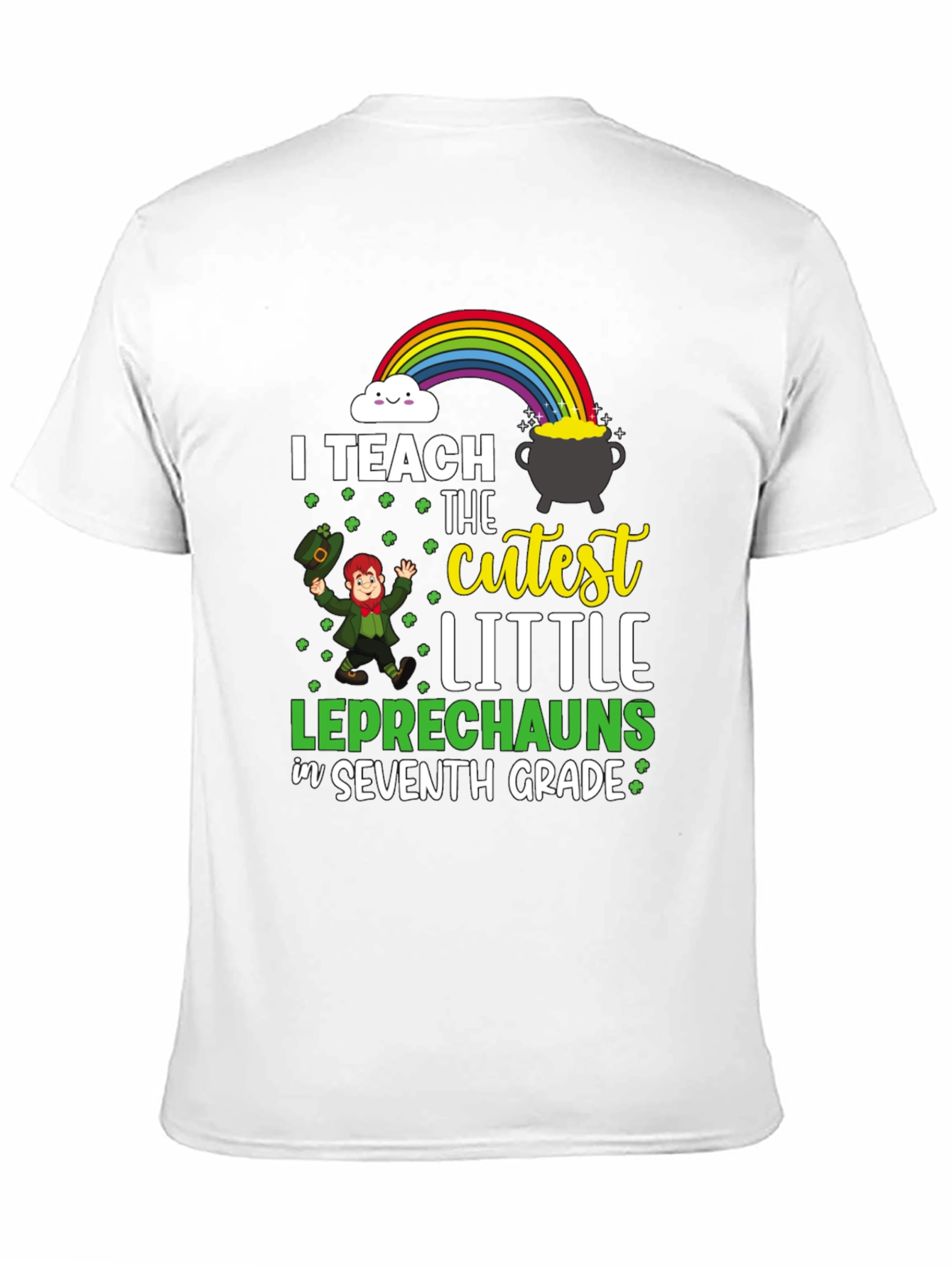 Black Cute Leprechaun Seventh Grade Teacher T-Shirt view 11