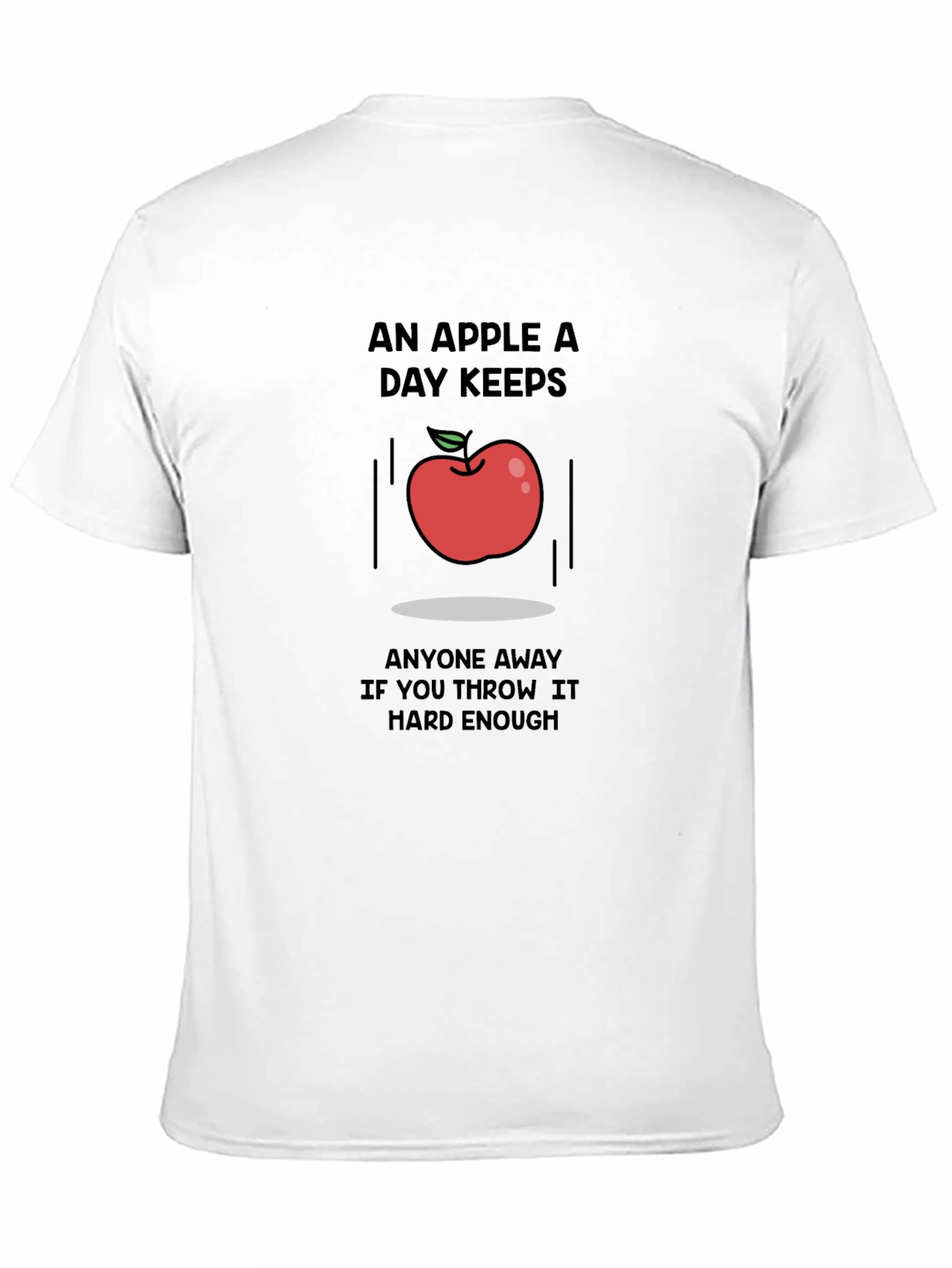 Black Humorous Apple Throwing T-Shirt view 11