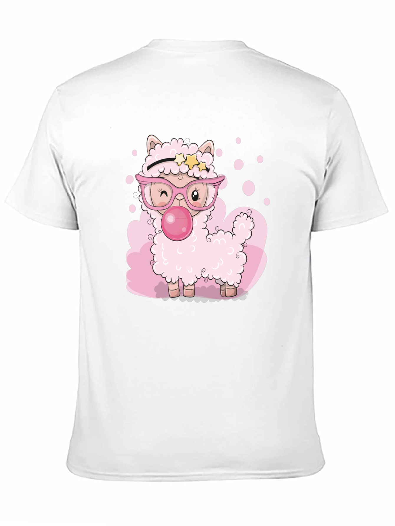 Black Cute Cartoon Llama Bubble Gum Black T-Shirt view 11