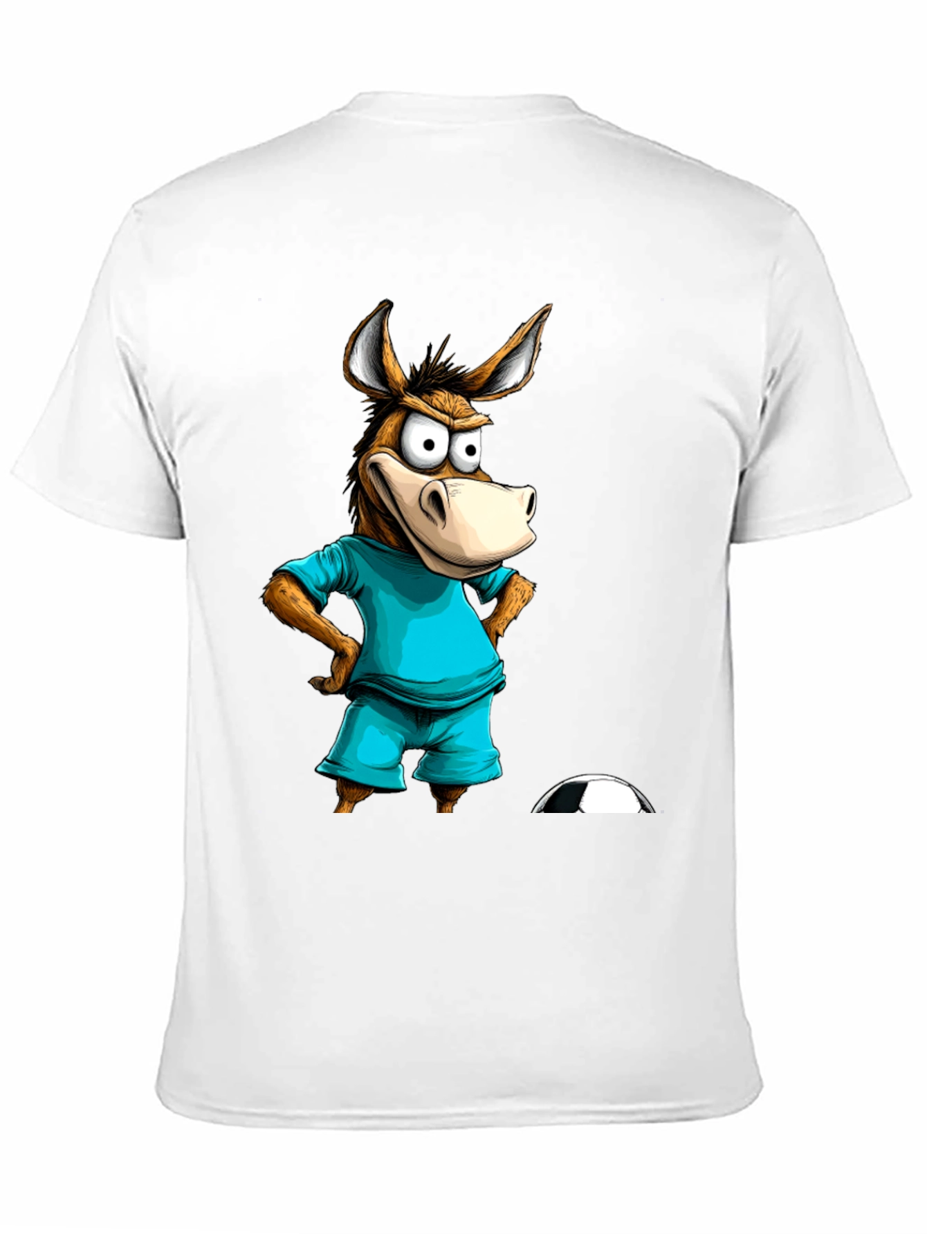 Black Funny Donkey Soccer T-Shirt - Cartoon Animal Tee view 11