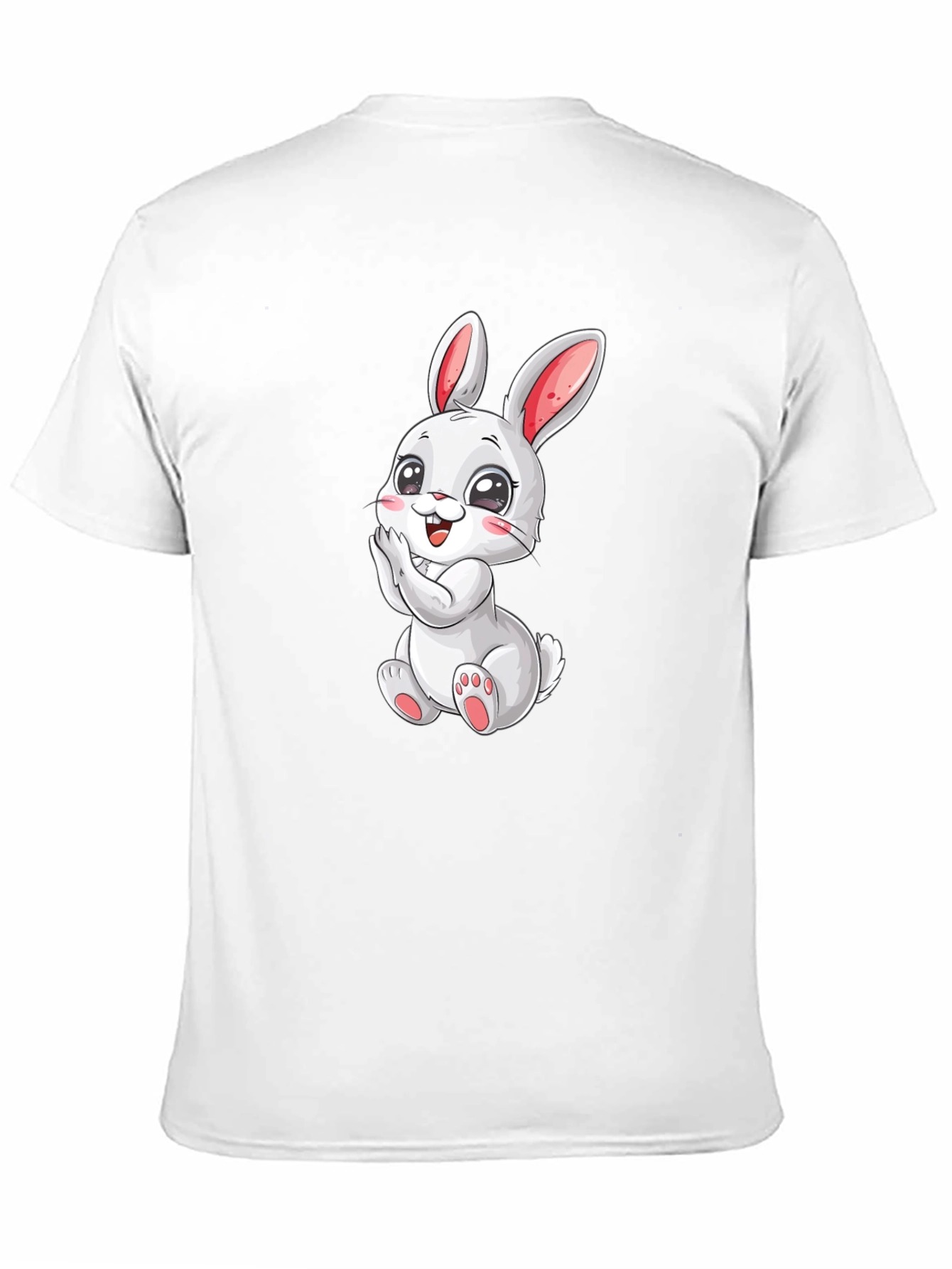 Black Cute Bunny Graphic Tee - Black Cotton Comfort view 11