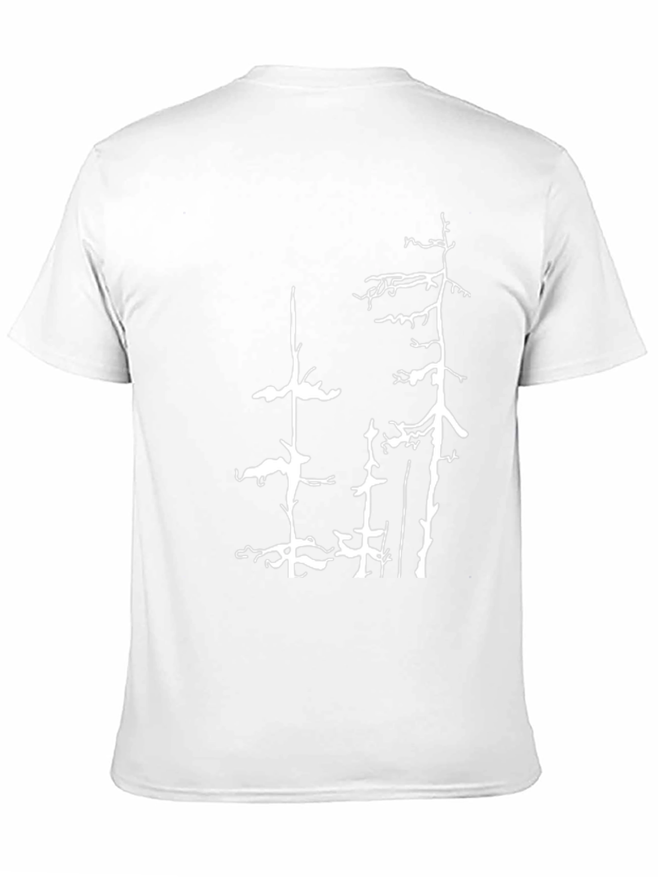 Black T-Shirt with White Forest Tree Design - 11