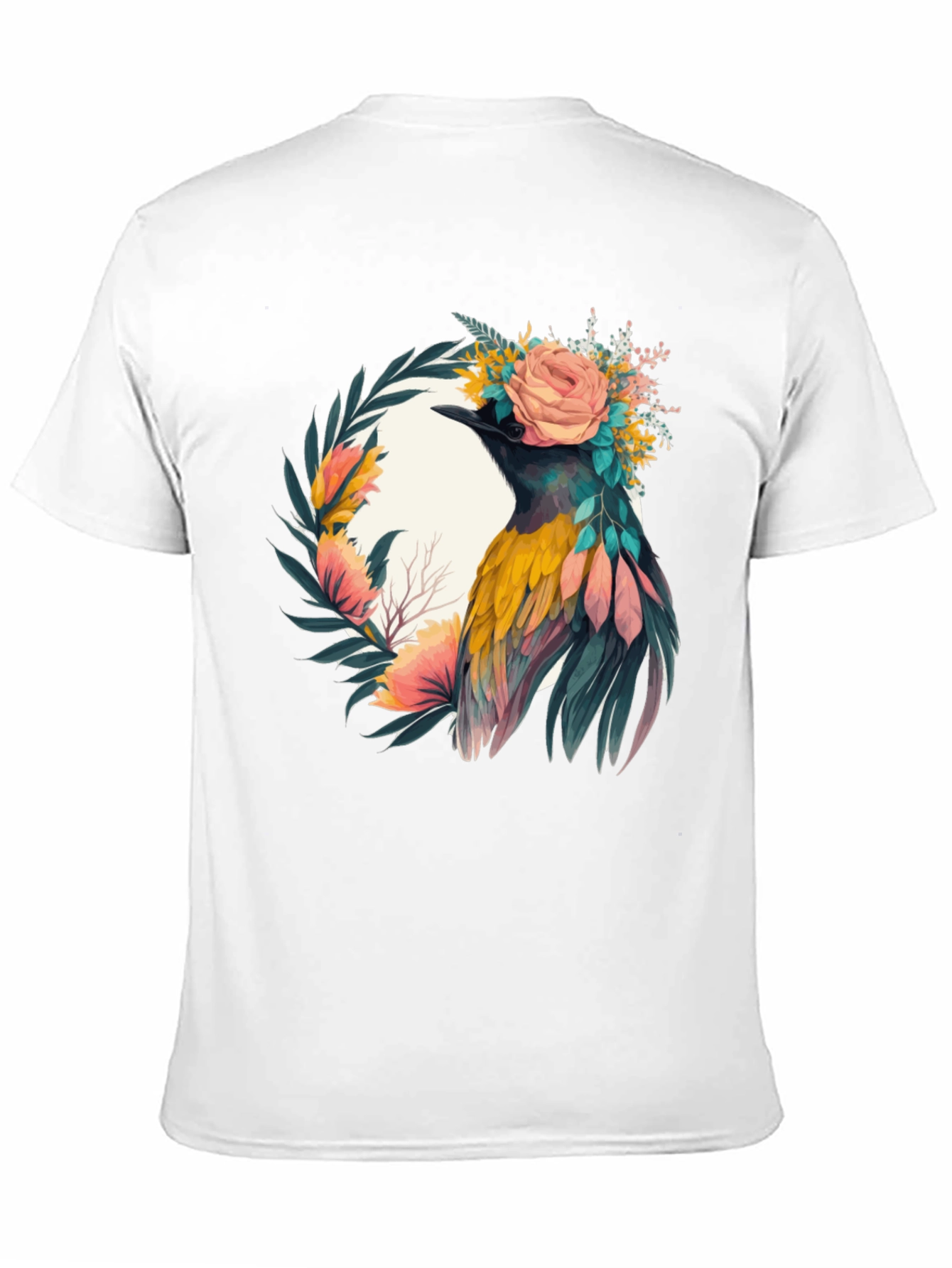 Black Floral Bird Graphic Tee - Unique Design view 11