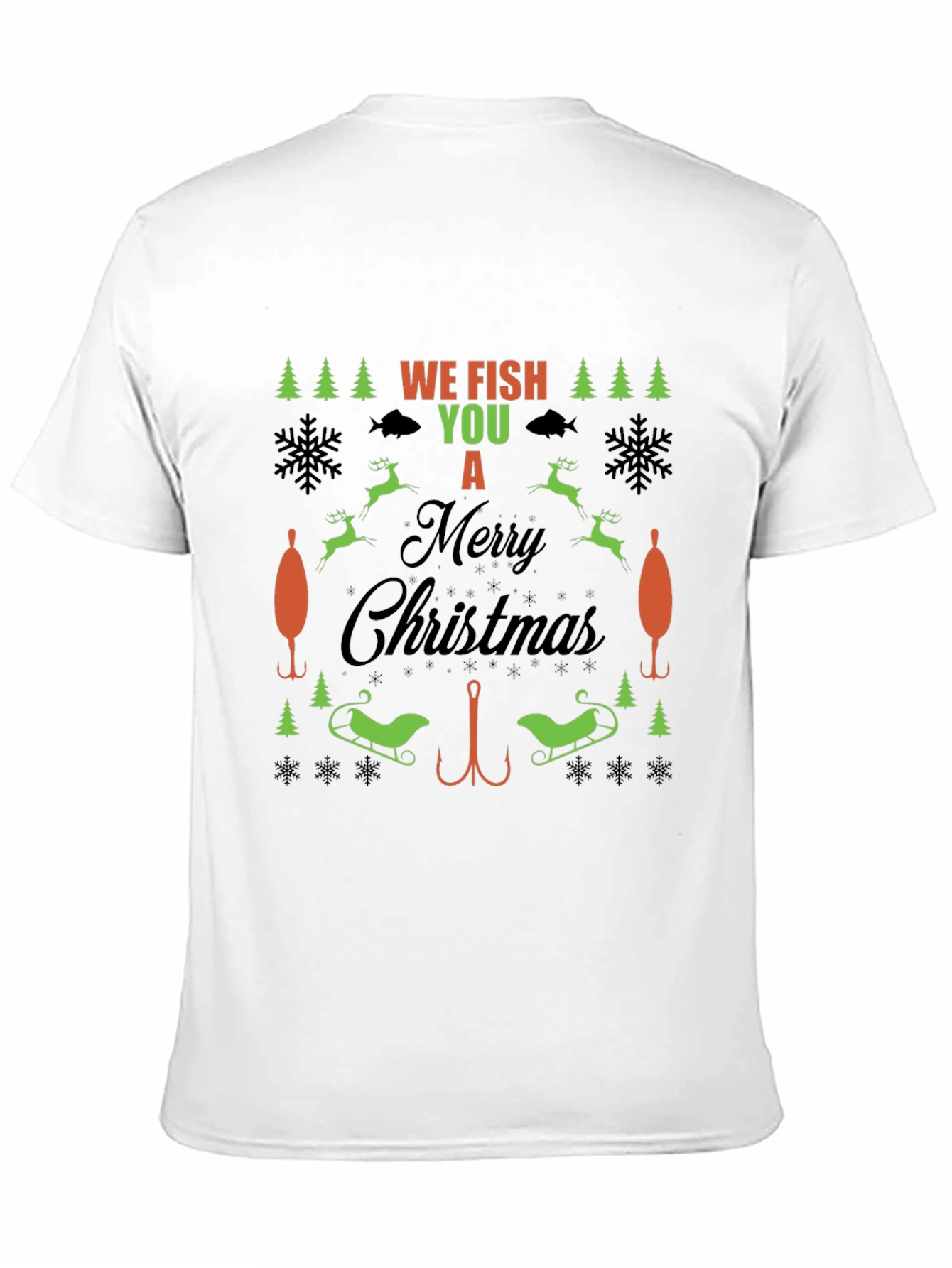 Black Funny Fishing Christmas T-Shirt view 11