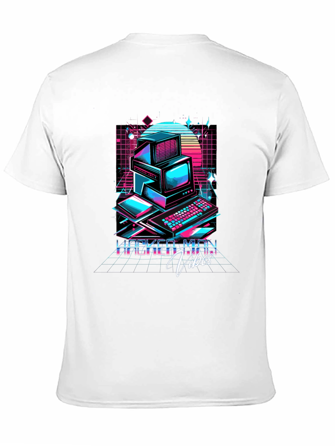 Black Hacker Man Vibes T-Shirt - Retro Computer Design view 11