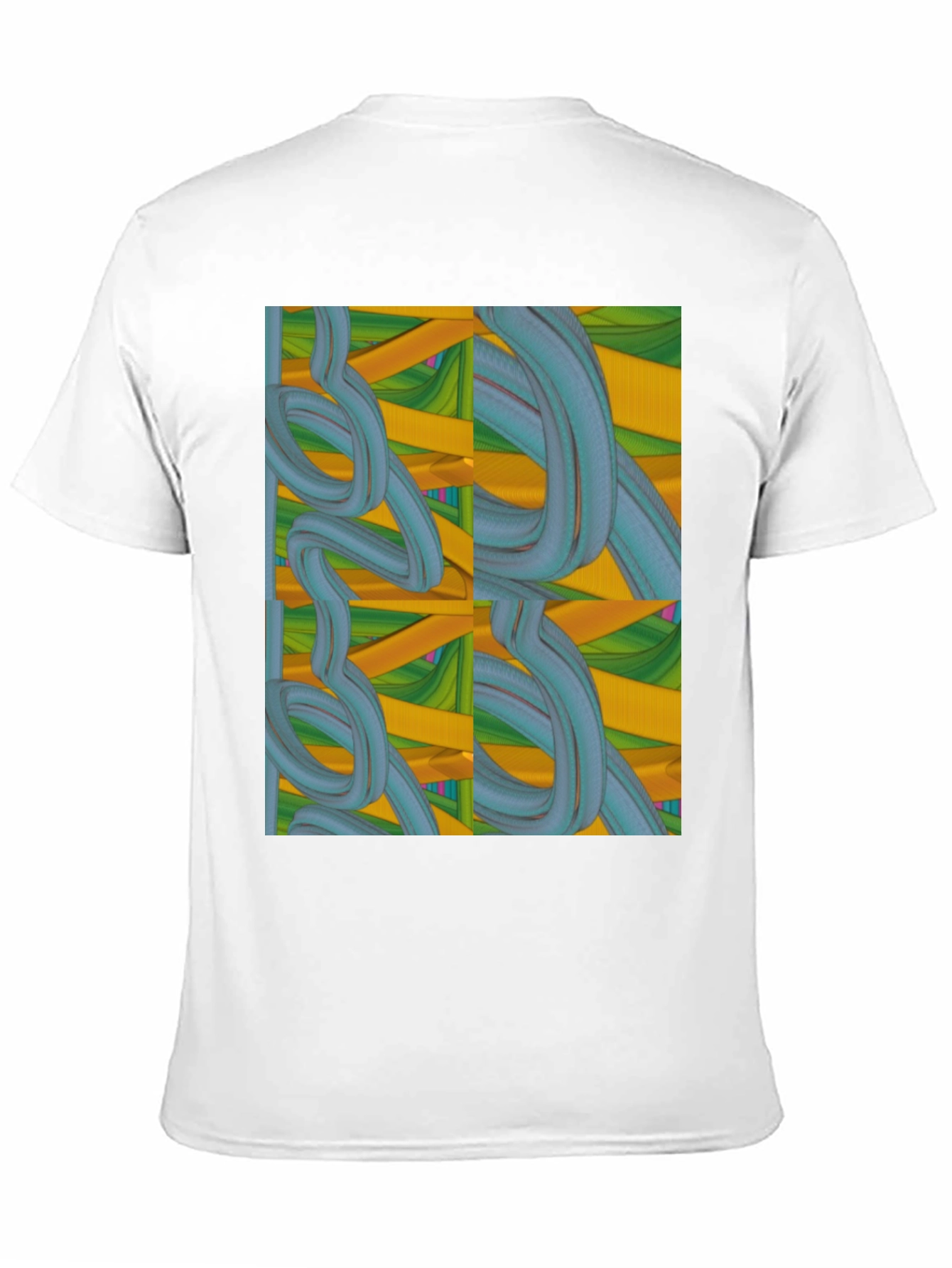 Black Abstract Swirl Design Black T-Shirt view 11