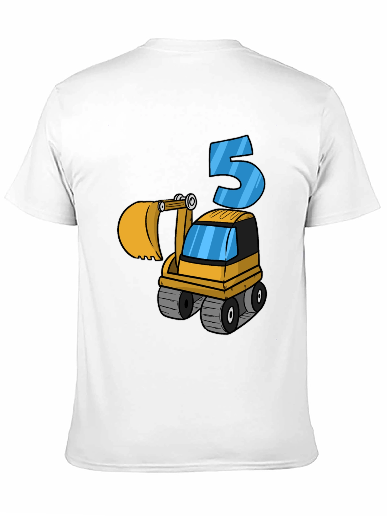 Black Kids 5th Birthday Excavator T-Shirt view 11