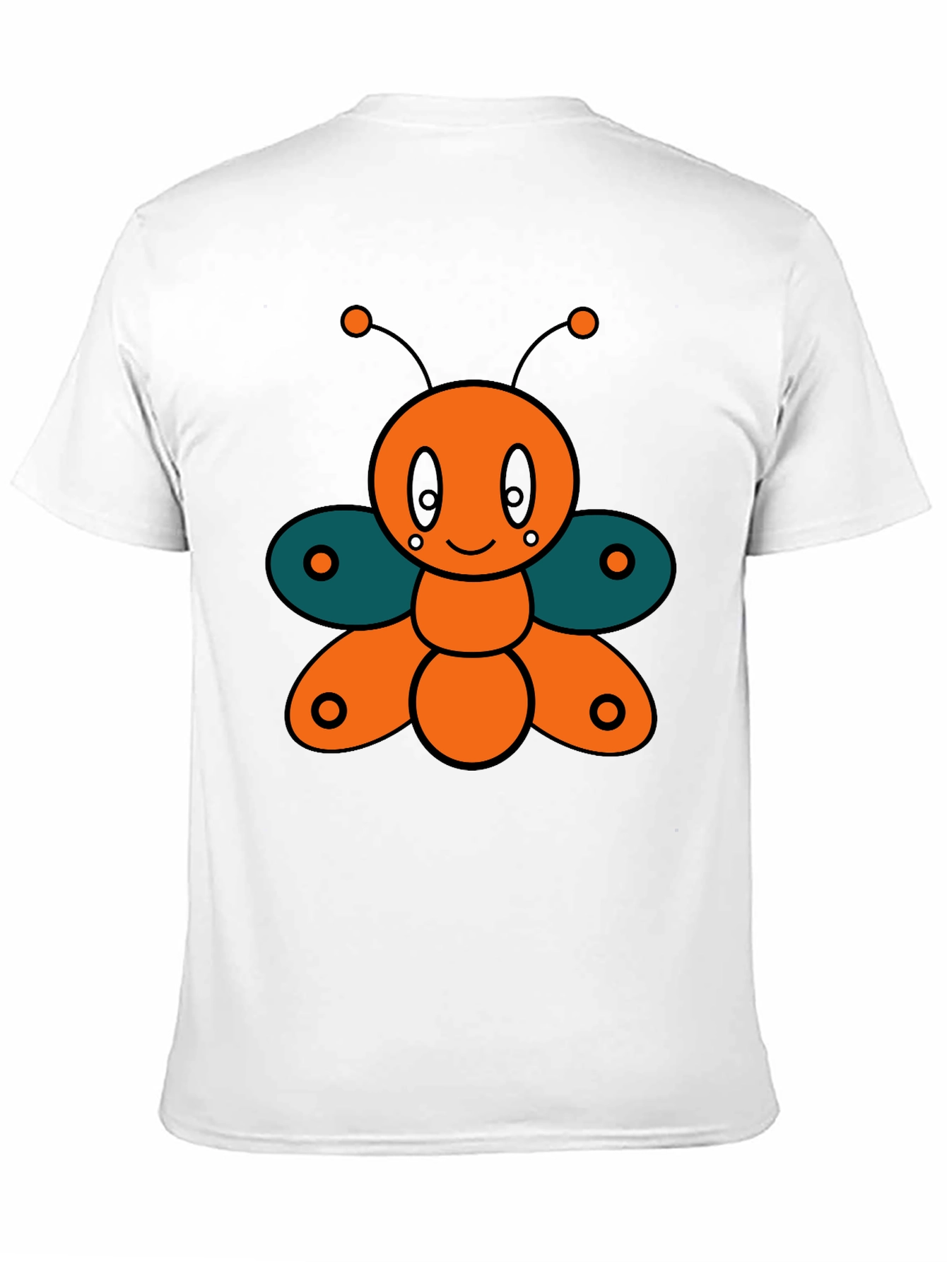 Black Cute Cartoon Butterfly Graphic Tee - Black view 11