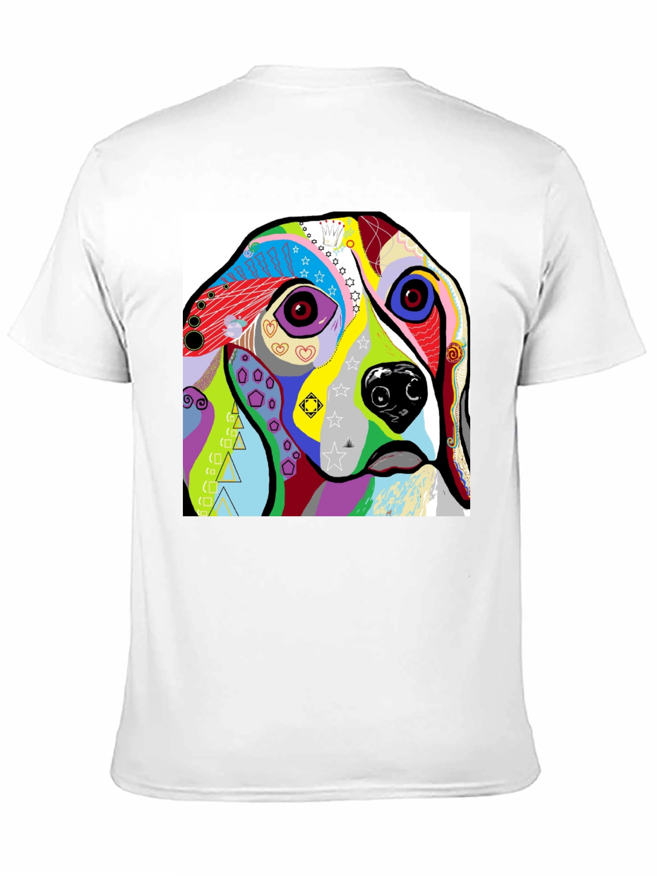 Black Abstract Dog Print Black T-Shirt view 11