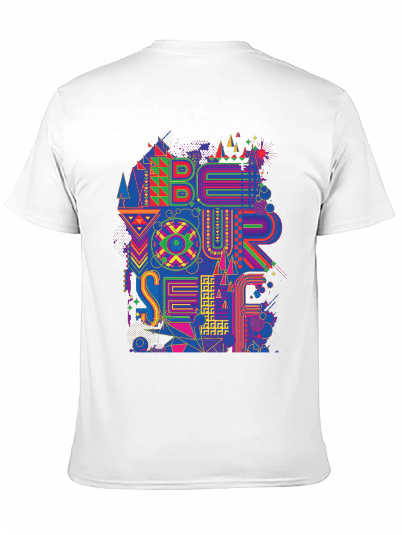 Black Be Yourself Graphic Print Men's Black T-Shirt view 11