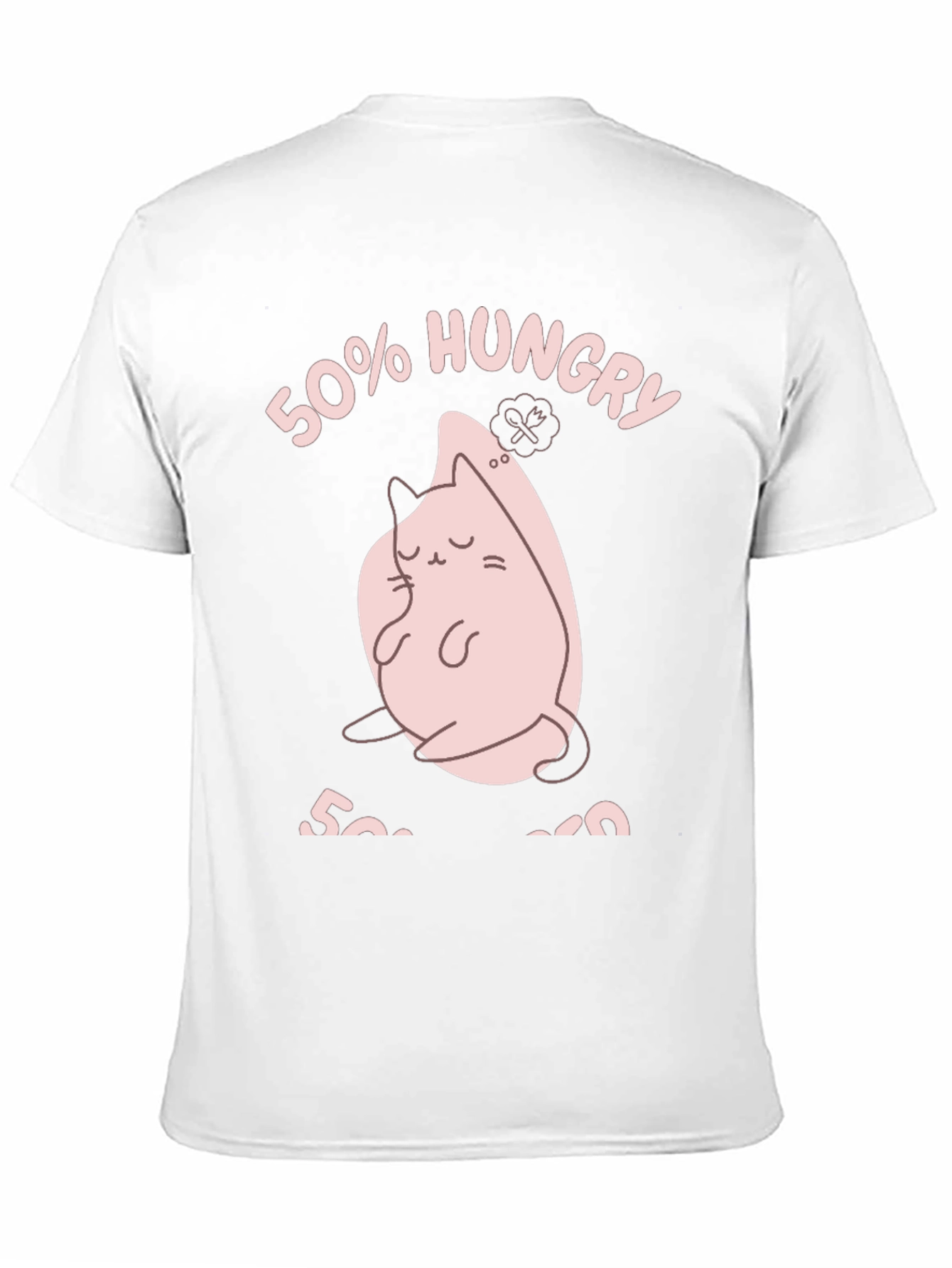 Black 50% Hungry Cat T-Shirt - Cute Black Tee view 11