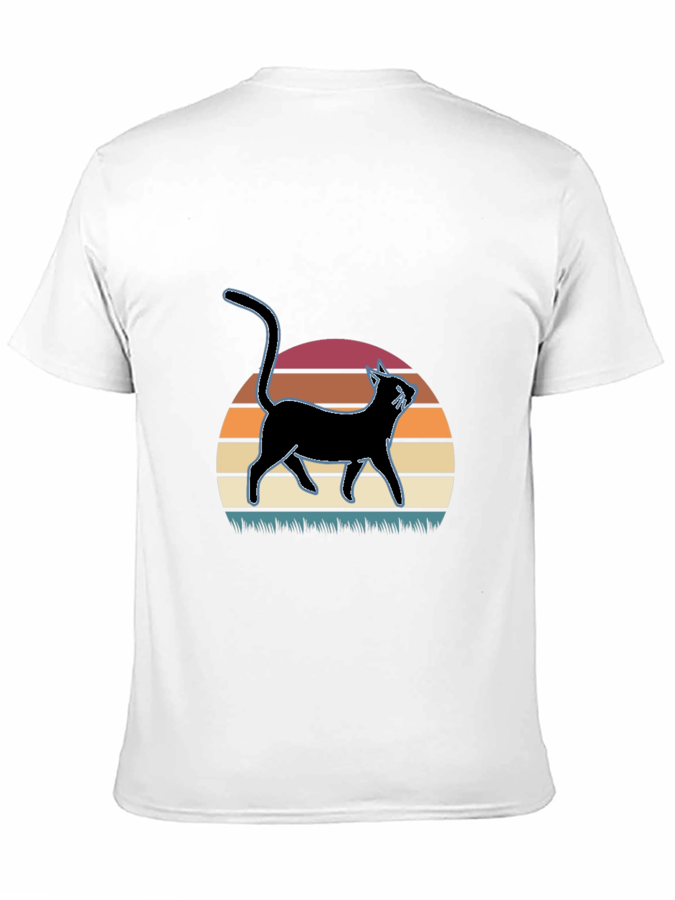 Black Retro Cat Silhouette T-Shirt view 11