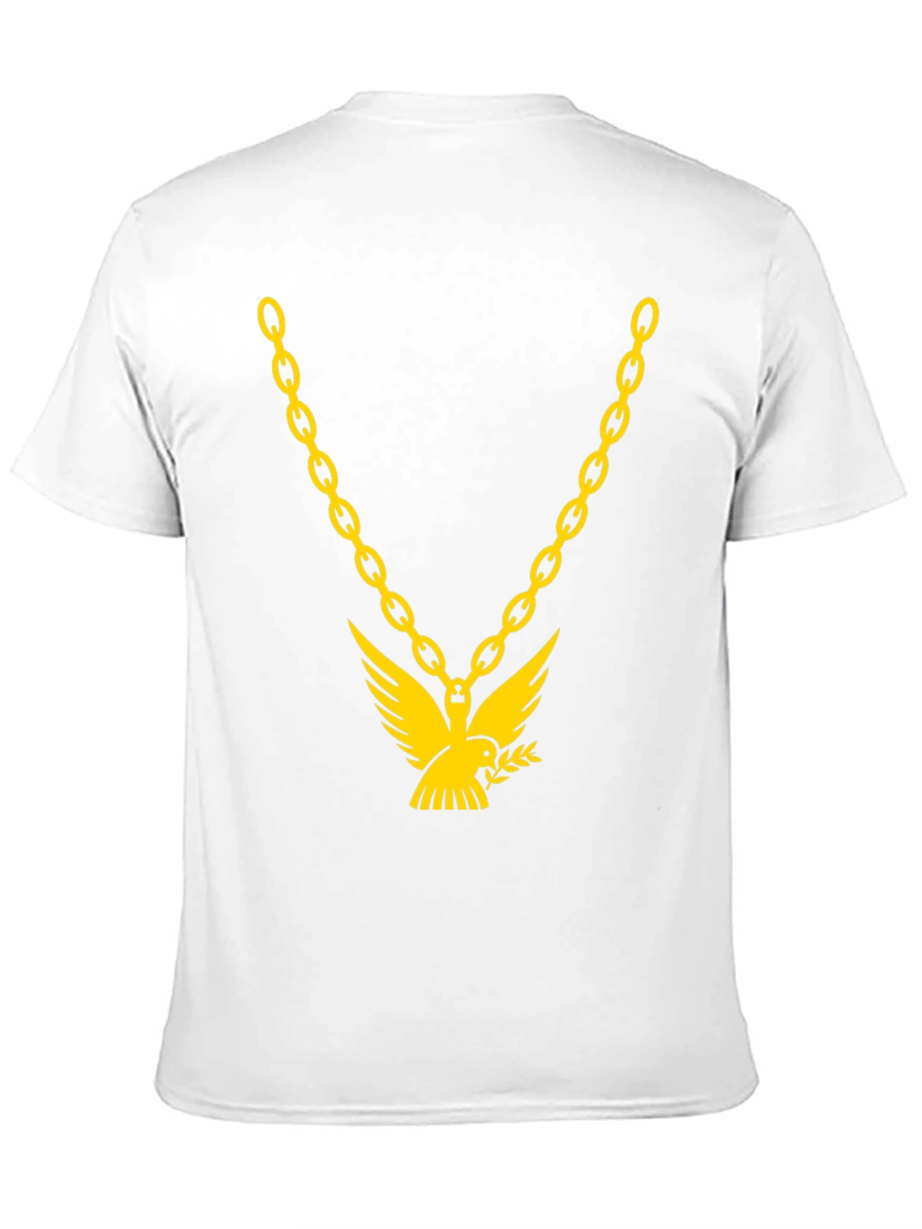 Black Men's Black T-Shirt with Gold Chain & Dove Graphic view 11
