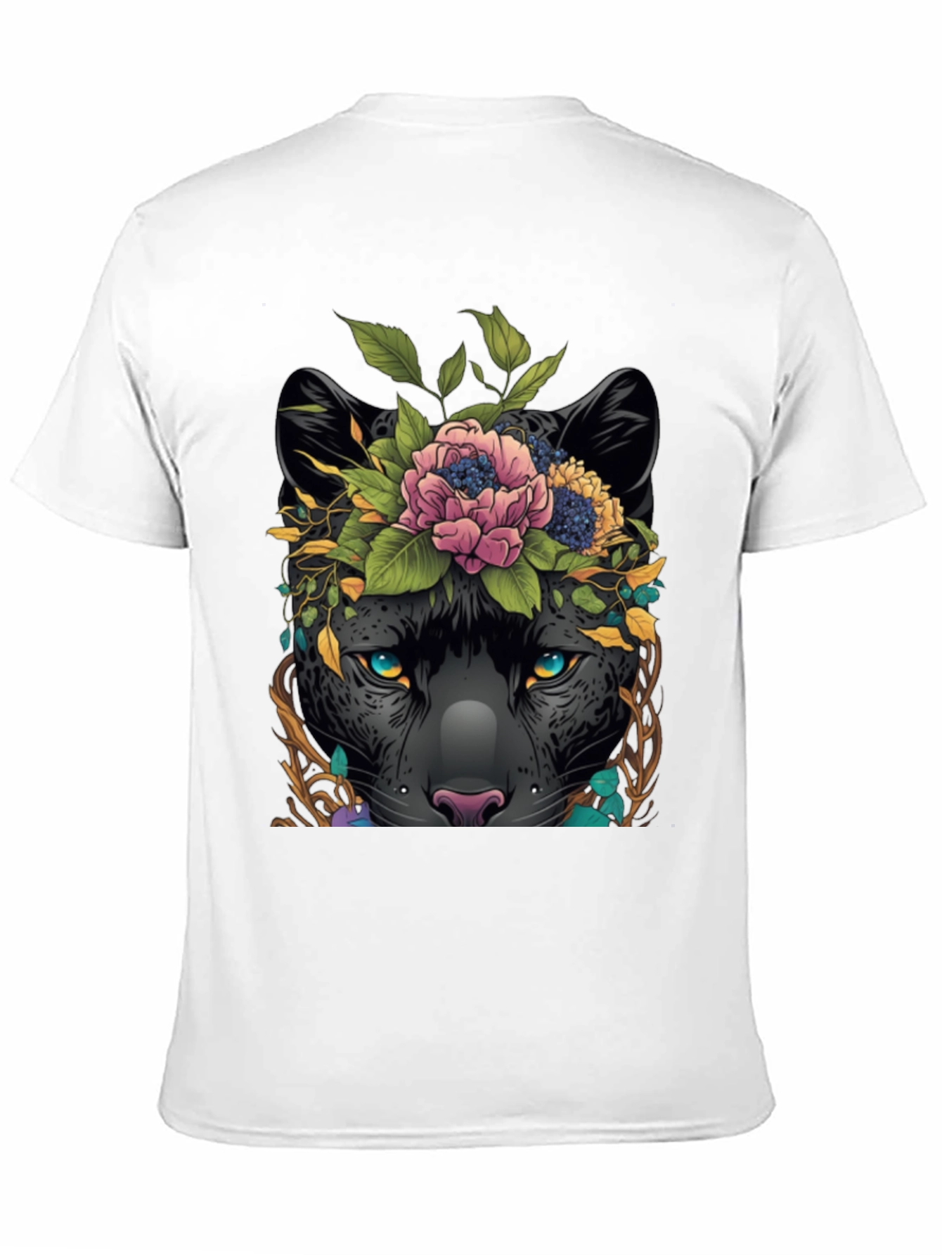 Black Floral Panther Graphic Tee - Unique Animal Design view 11