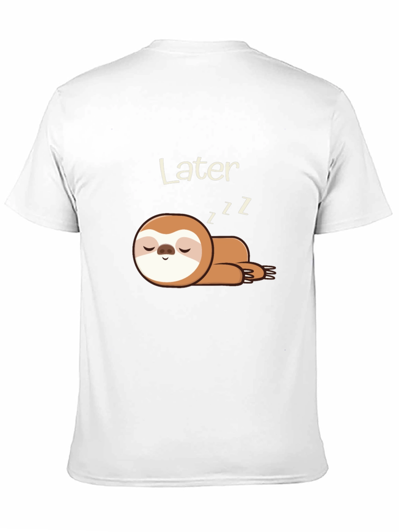 Black Men's Black T-Shirt with Sleeping Sloth Design view 11