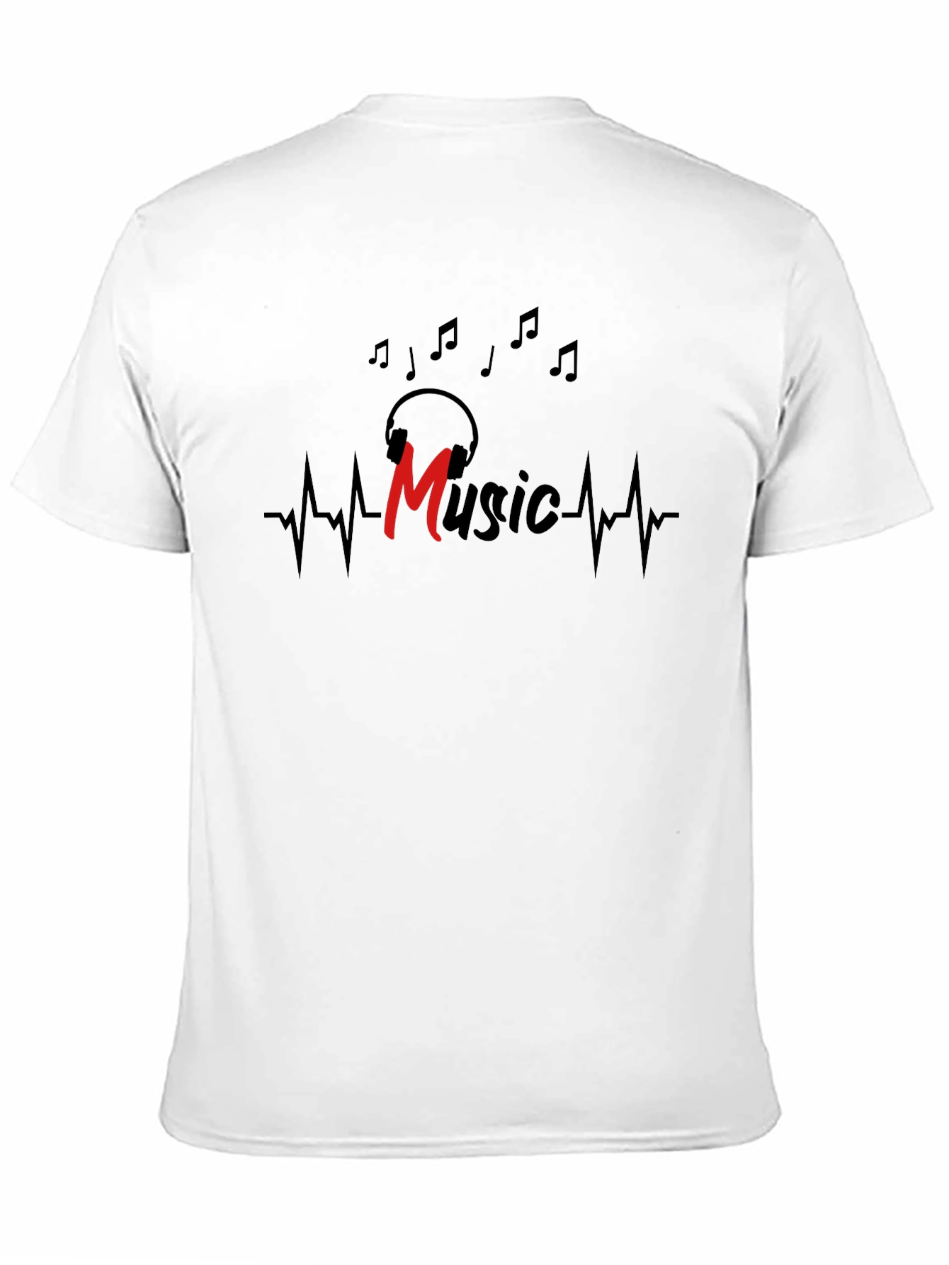 Black Music Lover Black T-Shirt with Headphone Graphic view 11