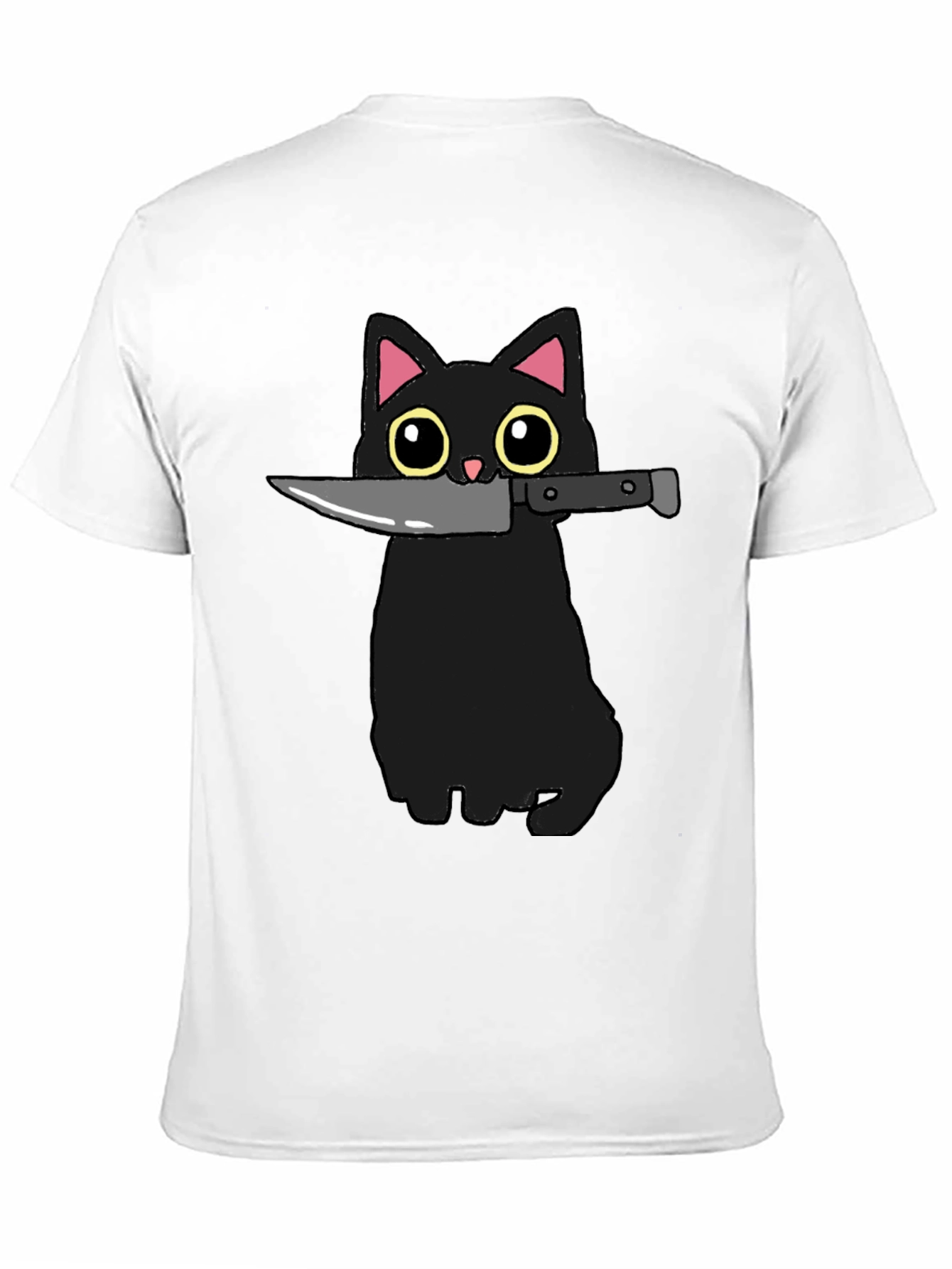 Black Black Cat Knife Graphic T-Shirt - Funny Cat Tee view 11