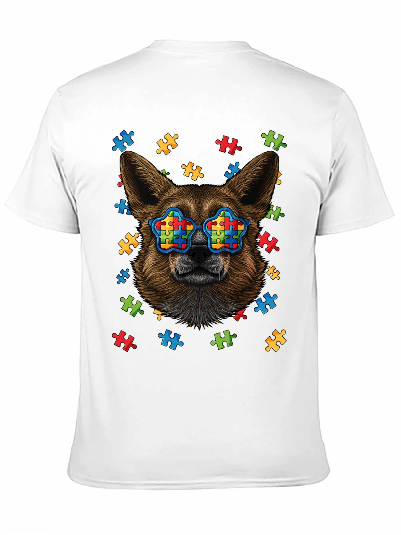 Black Dog Autism Puzzle T-Shirt view 11