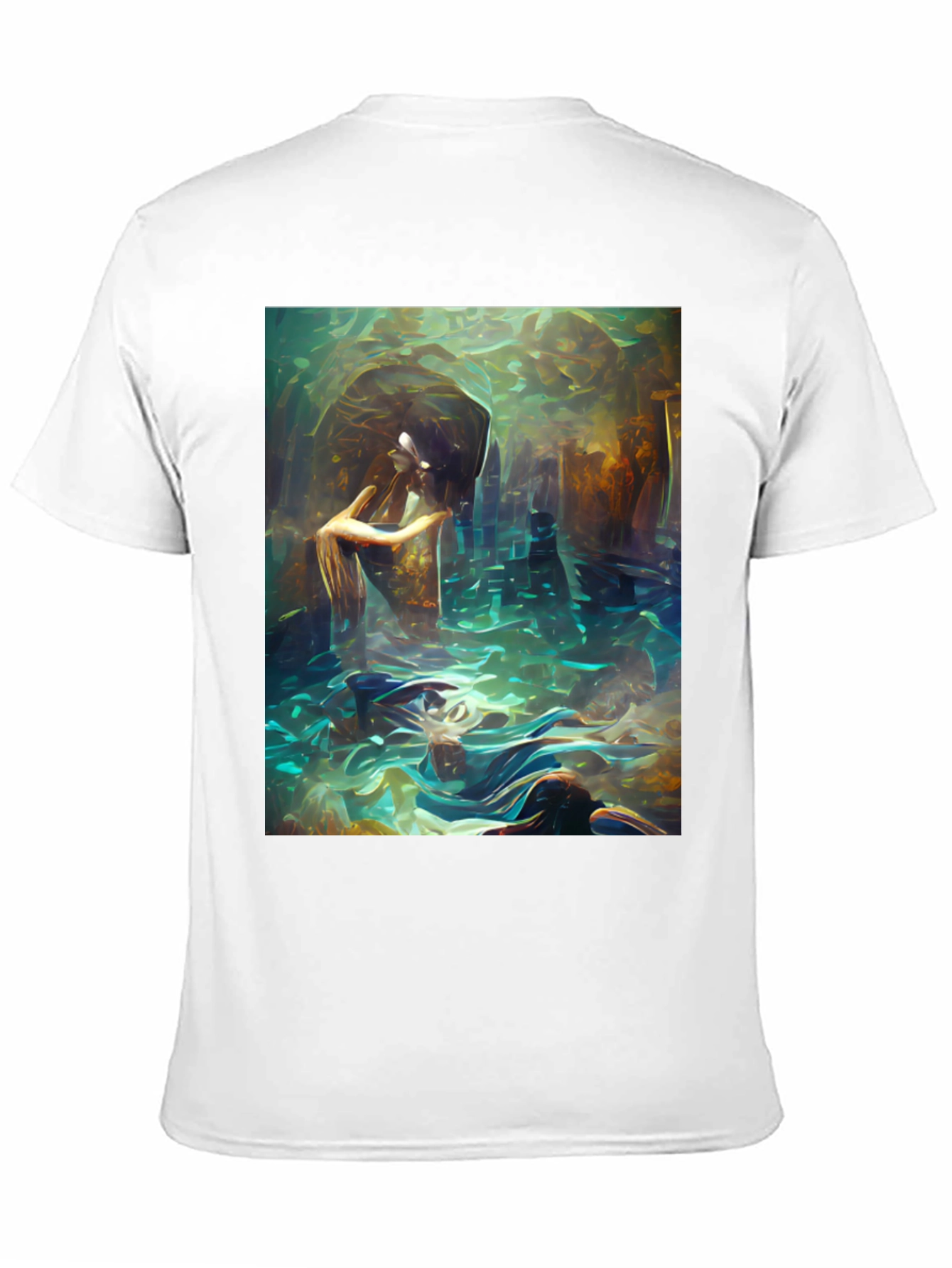 Black Artistic Underwater Scene Black T-Shirt view 11