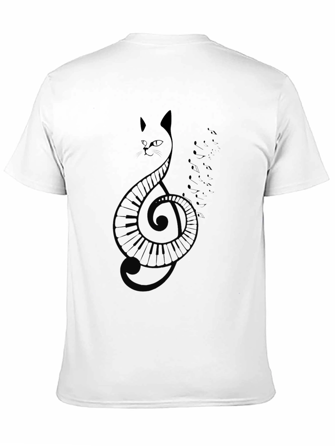 Black Cat Clef Music T-Shirt - Black view 11