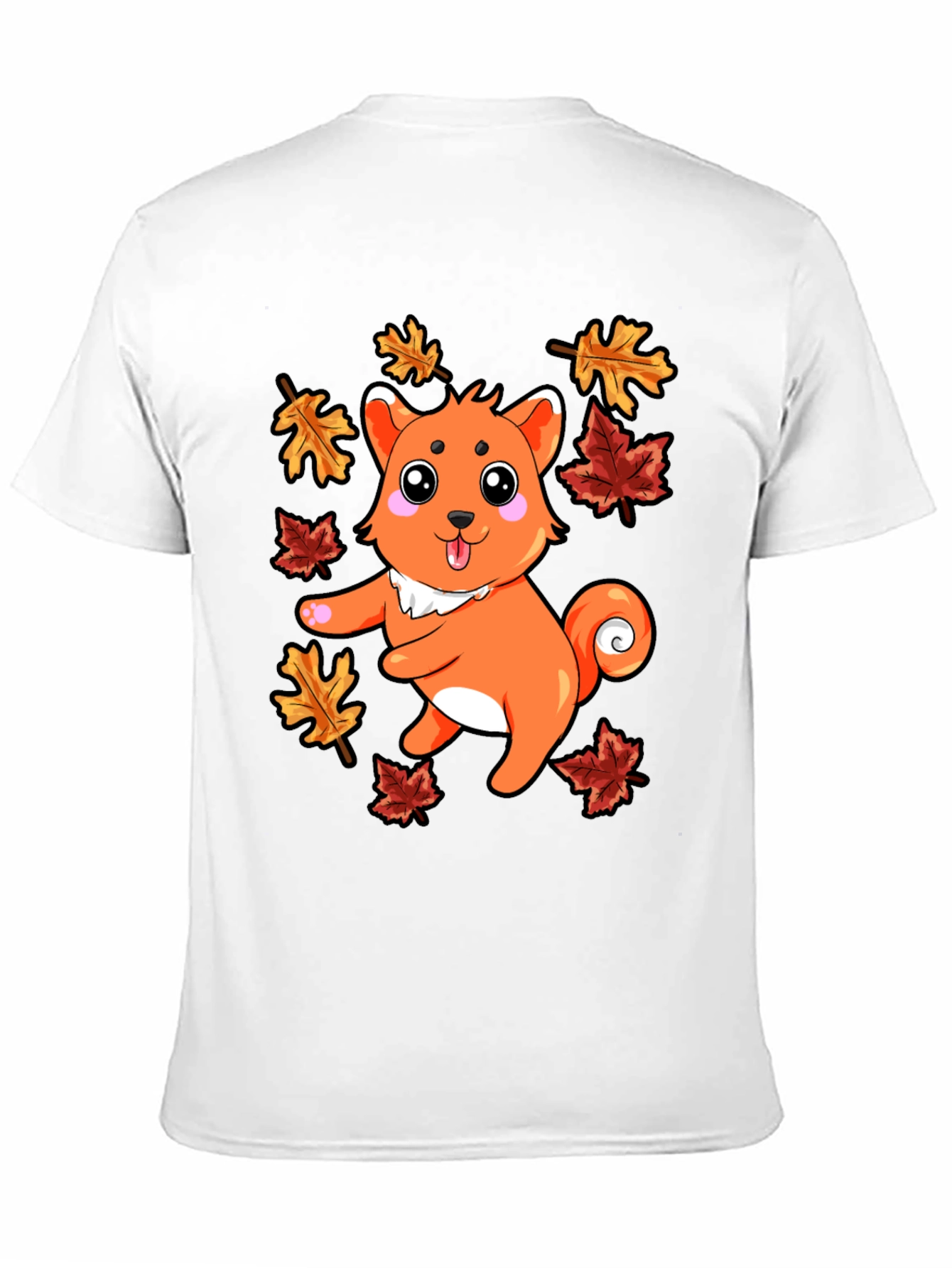Black Autumn Shiba Inu T-Shirt - Cute Dog & Fall Leaves view 11