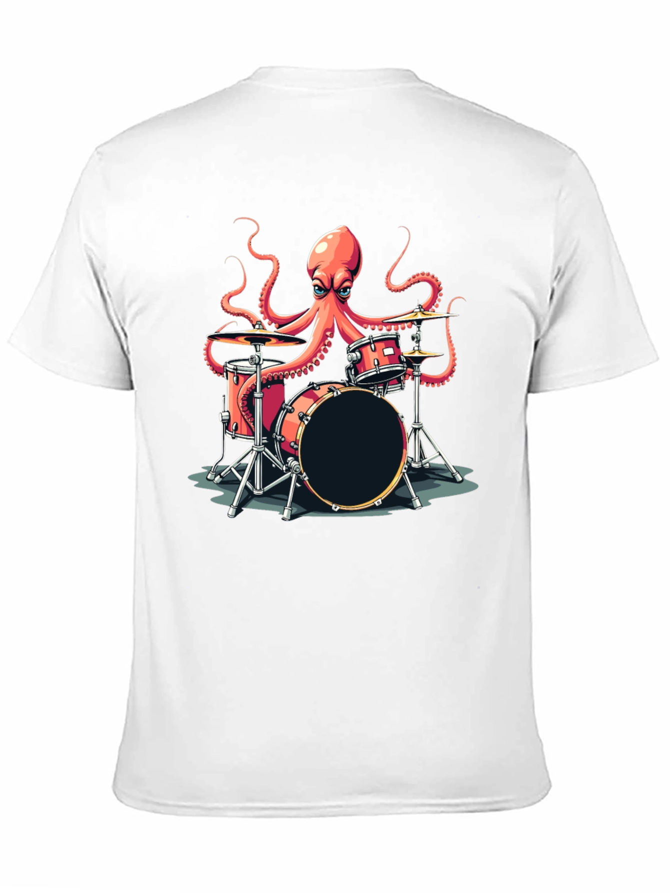 Black Octopus Drummer Graphic T-Shirt - Black view 11