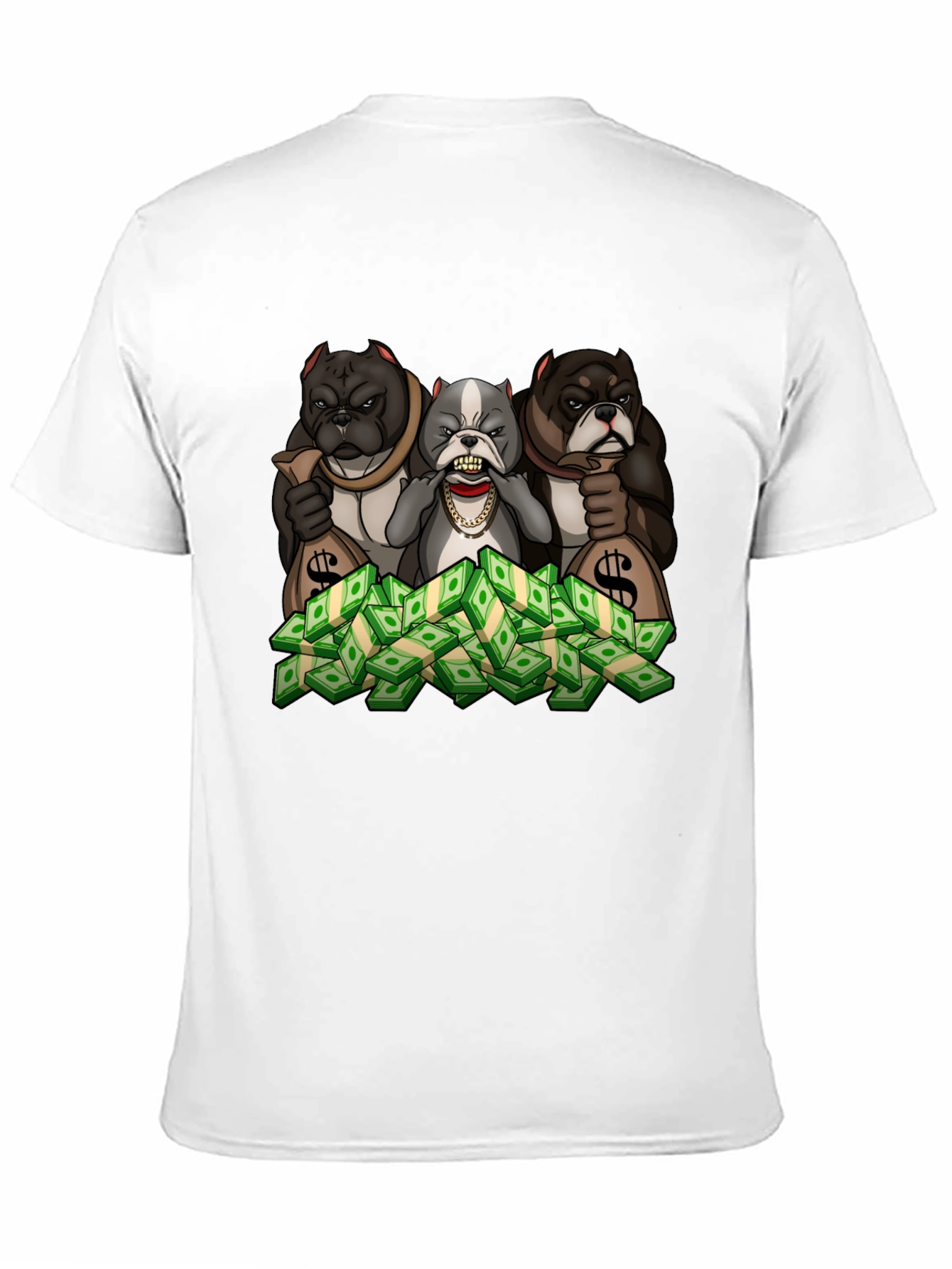 Black Bulldog Money T-Shirt - Cartoon Graphic Tee view 11