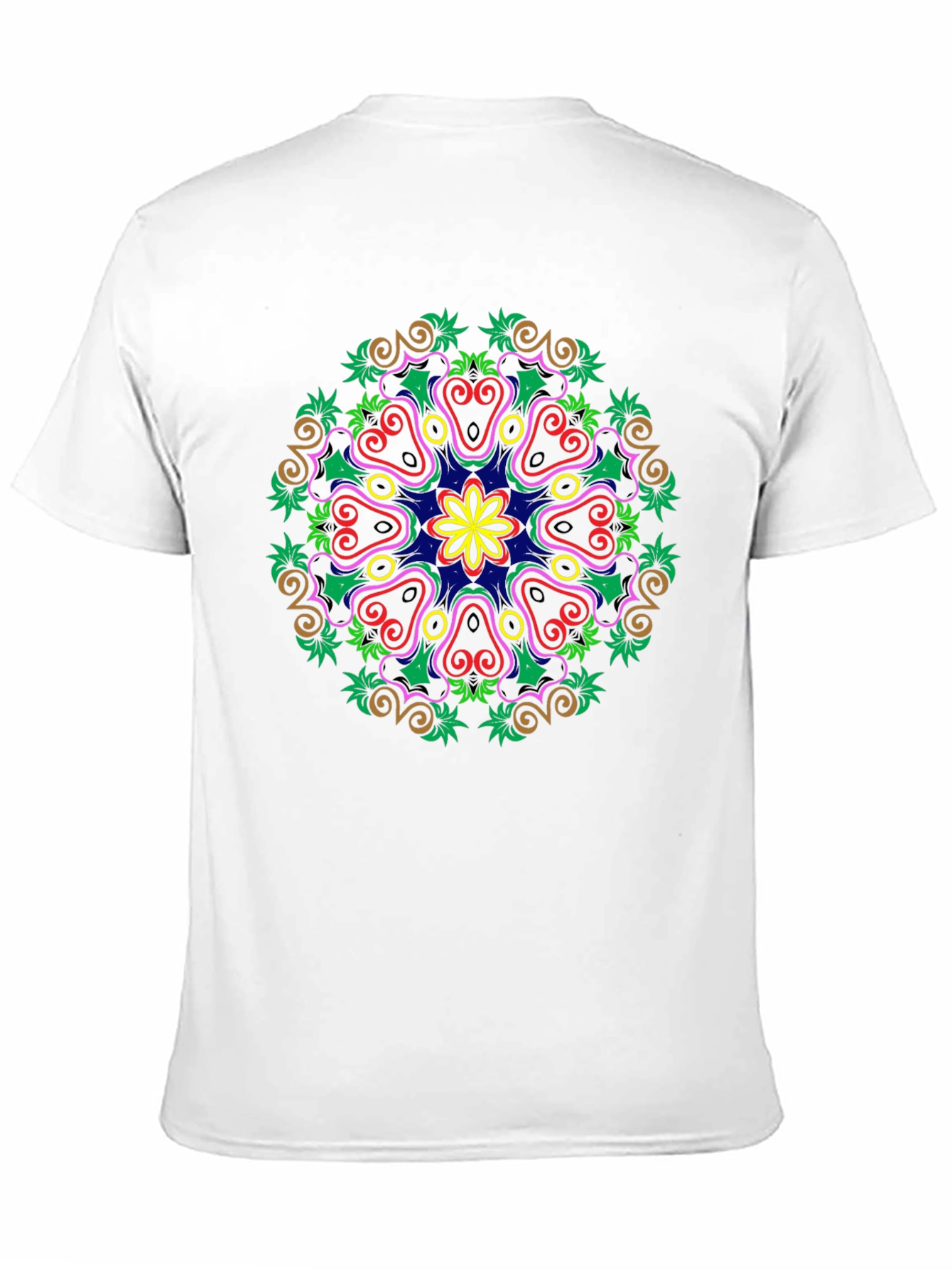 Black Colorful Mandala Graphic Print Black T-Shirt view 11