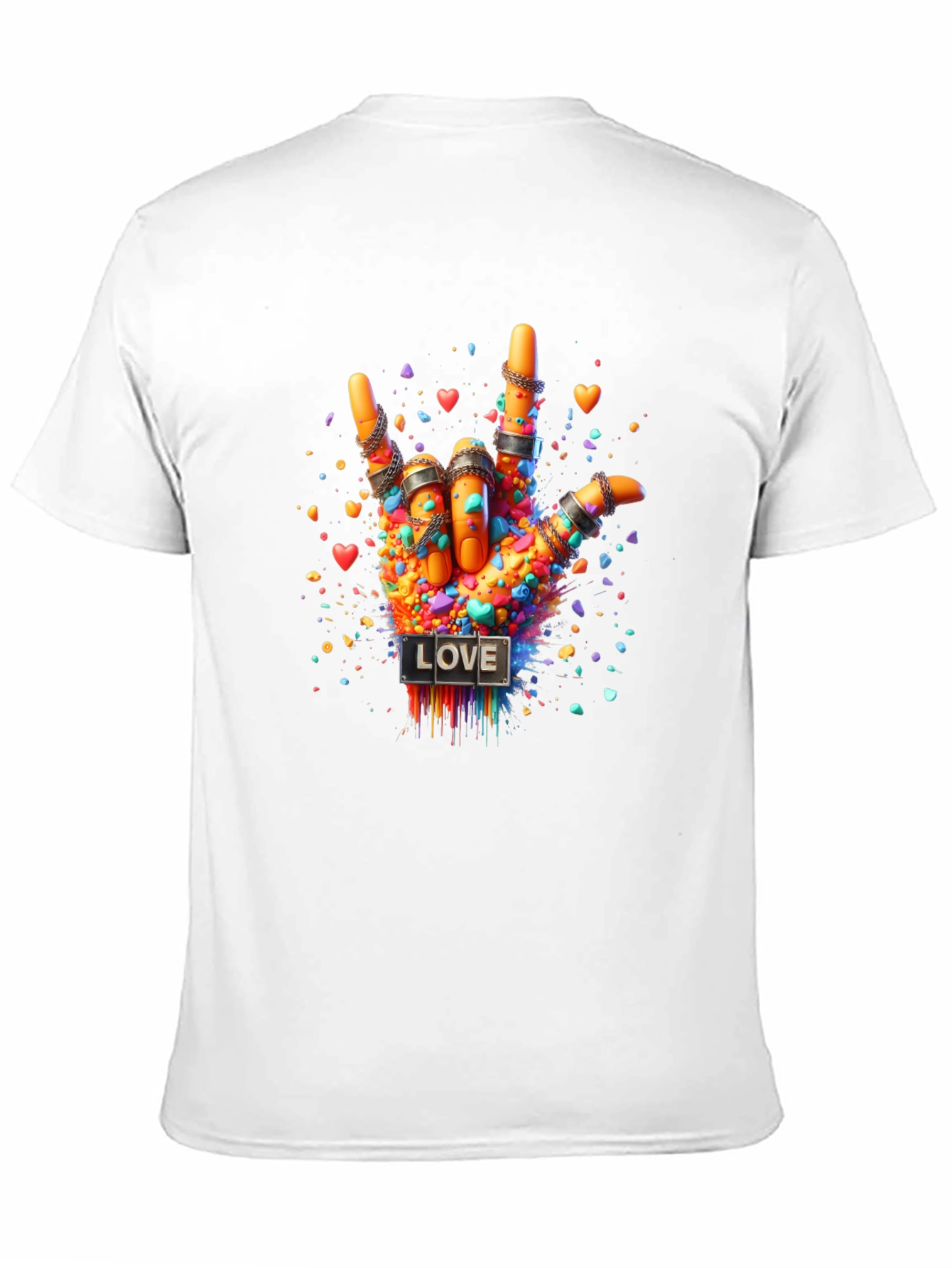 Black Love Sign Hand Graphic Tee - Colorful ASL Design view 11