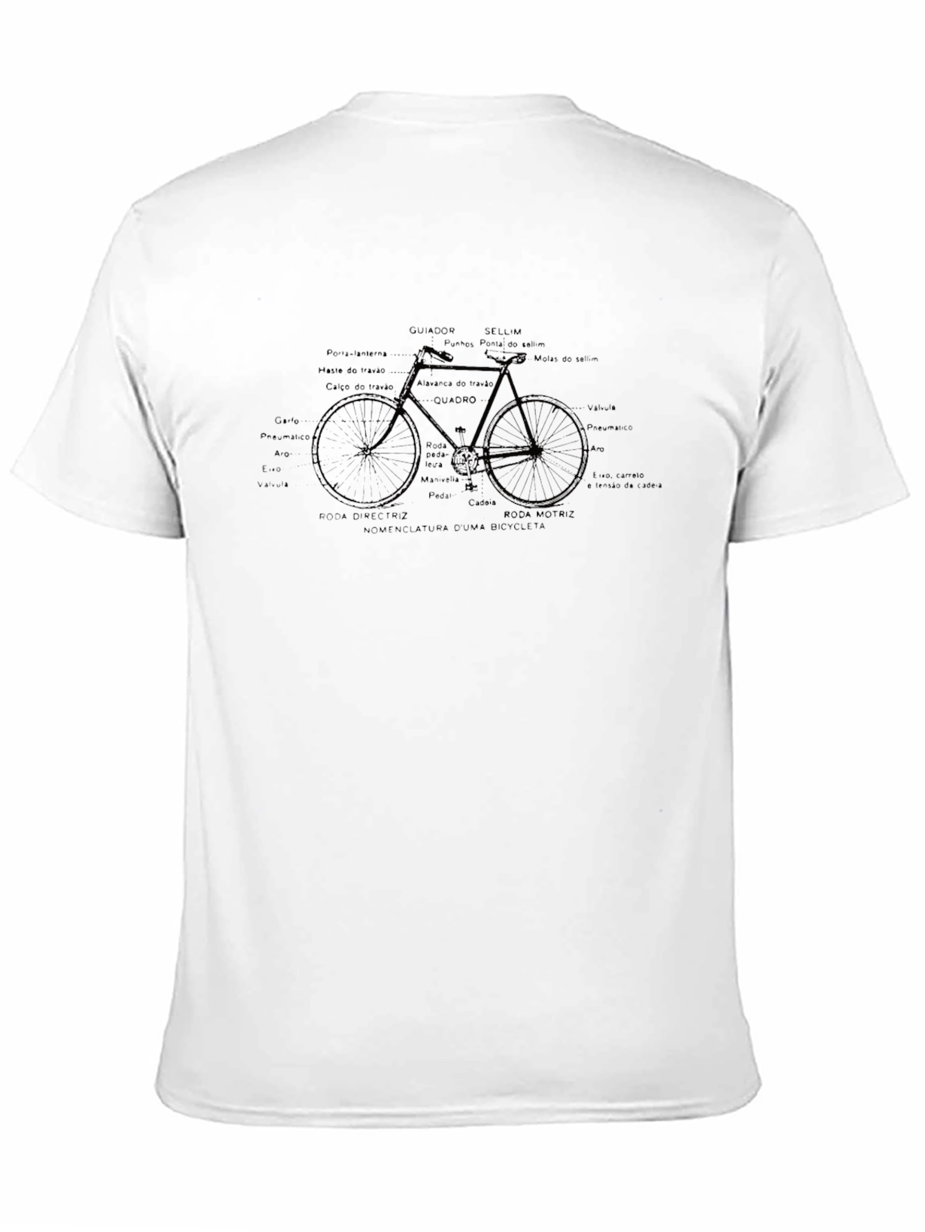 Black Bicycle Diagram Graphic Tee - Black Cotton T-Shirt view 11