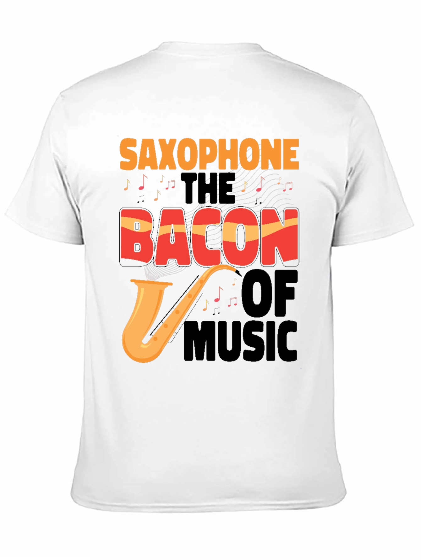 Black Saxophone Bacon of Music Graphic Tee view 11