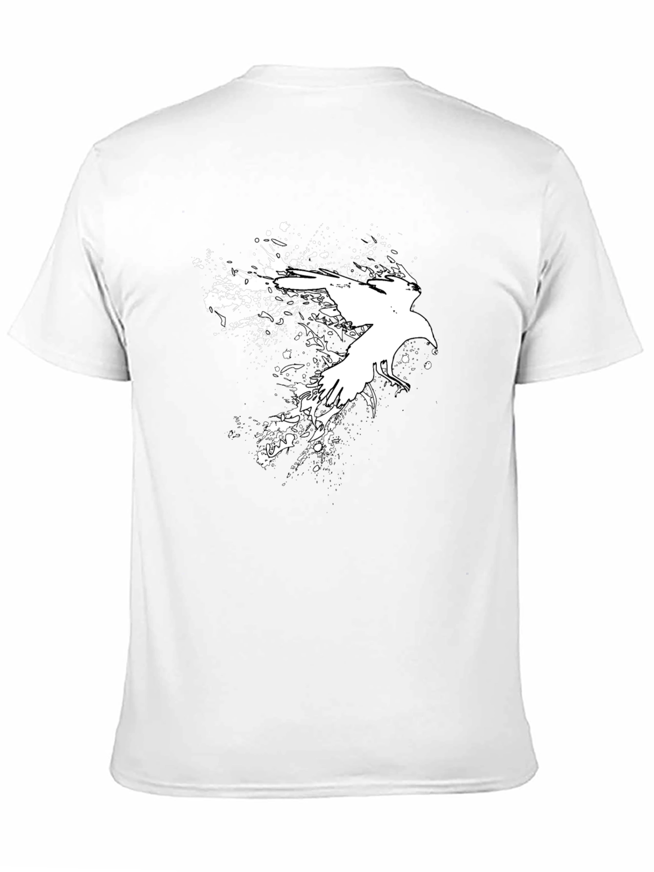 Black Abstract Crow Graphic Black T-Shirt view 11