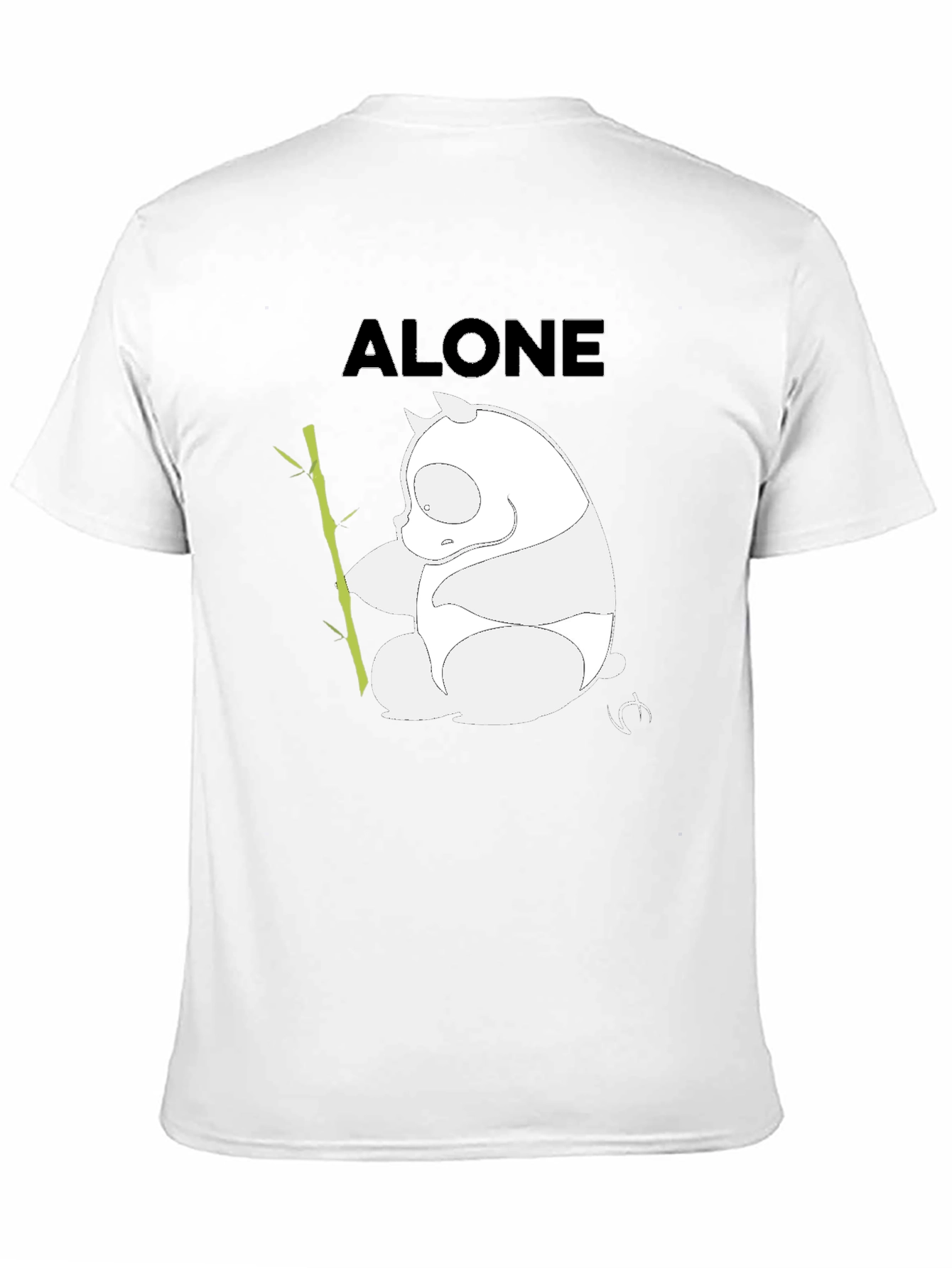 Black Alone Panda Graphic T-Shirt - Black Casual Tee view 11