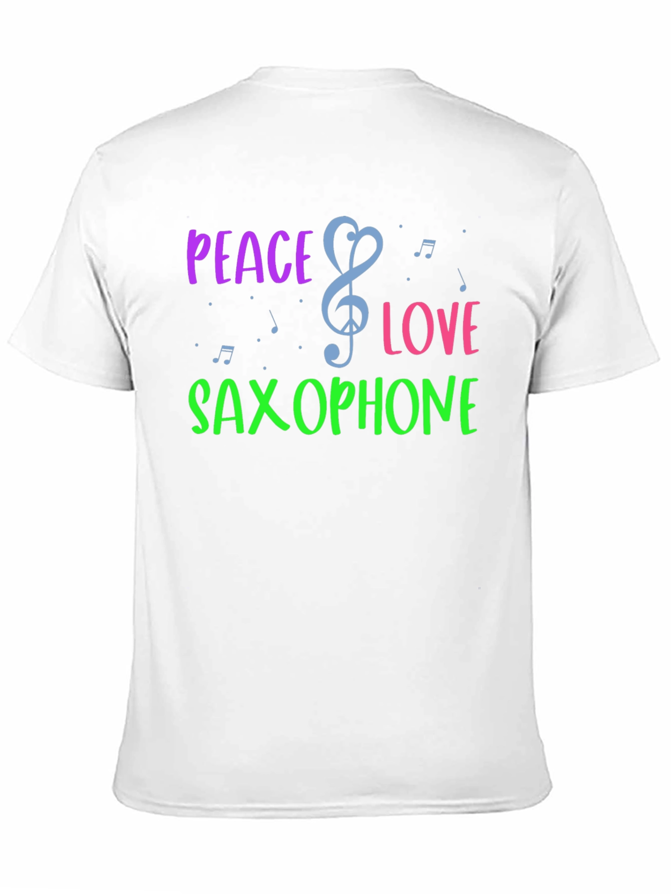 Black Peace Love Saxophone Graphic T-Shirt view 11