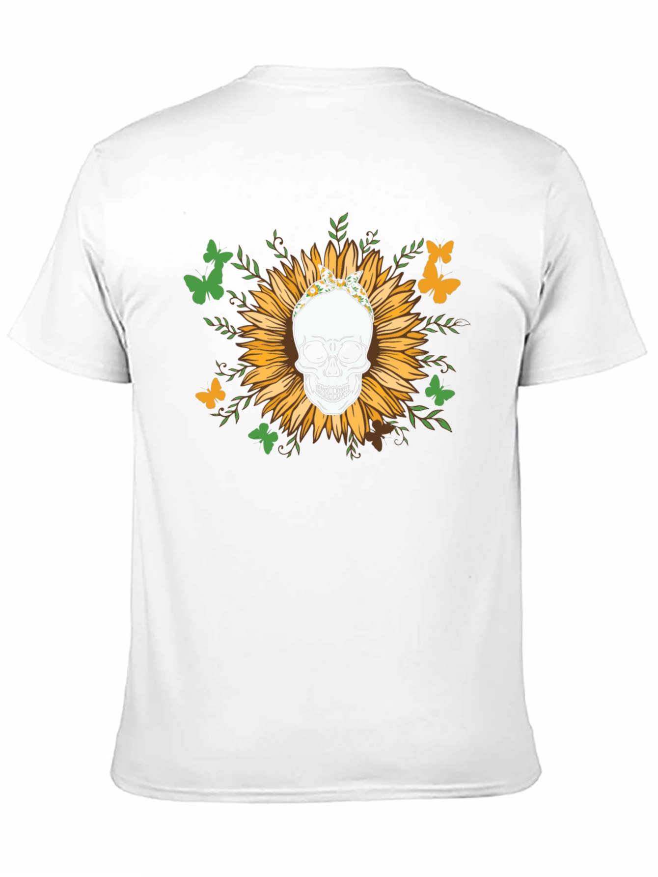 Black Sunflower Skull Graphic Tee view 11