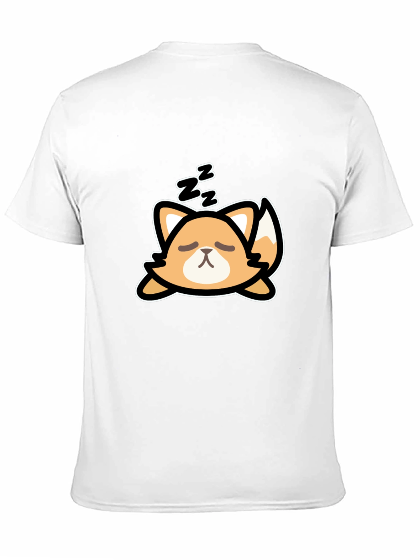 Black Cute Sleeping Fox Graphic Tee - Black Cotton T-Shirt view 11