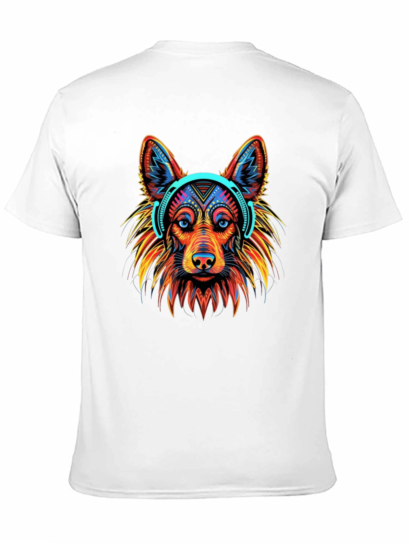 Black Cool Dog Headphones Graphic T-Shirt view 11