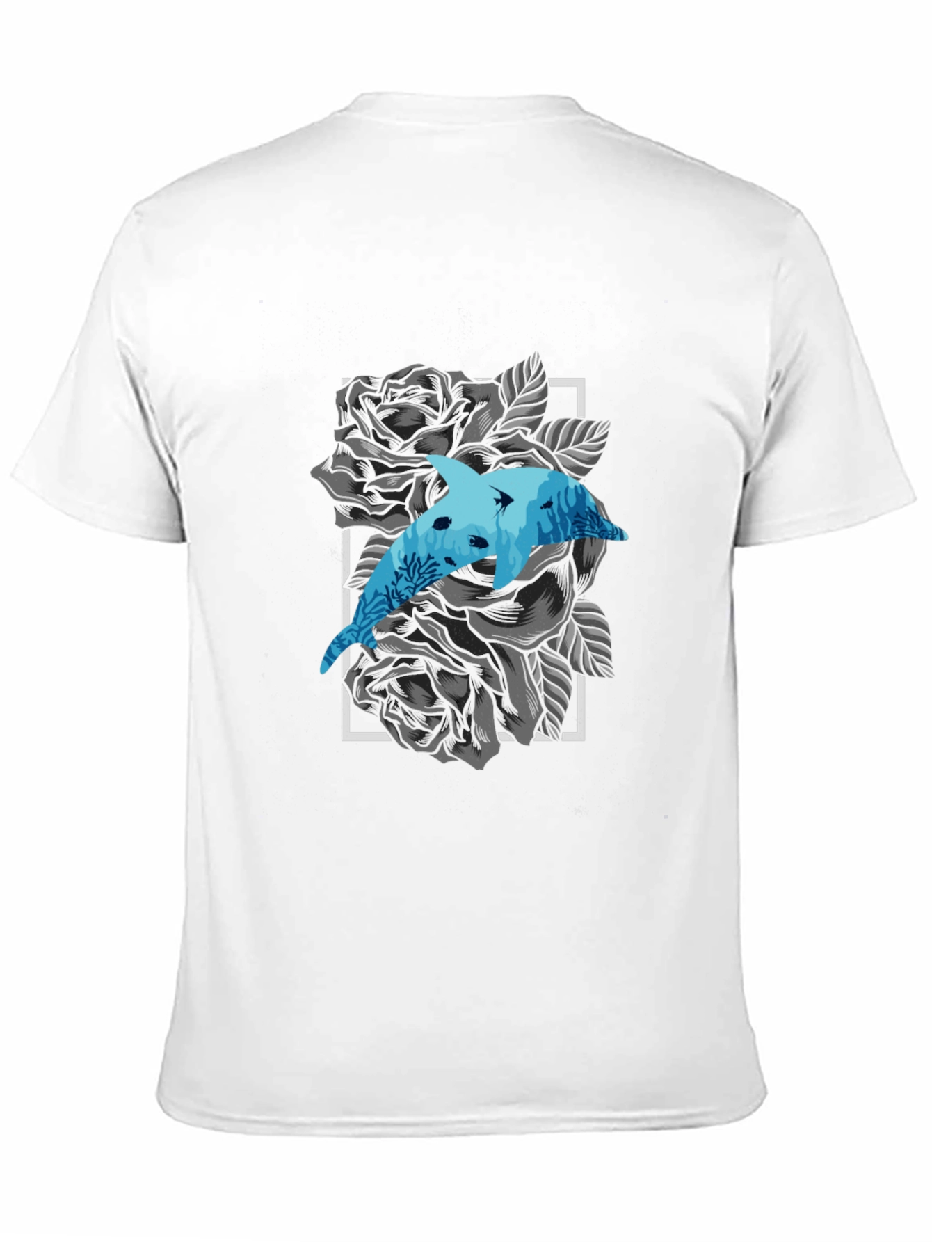 Black Dolphin Rose Graphic Tee - Men's Black T-Shirt view 11