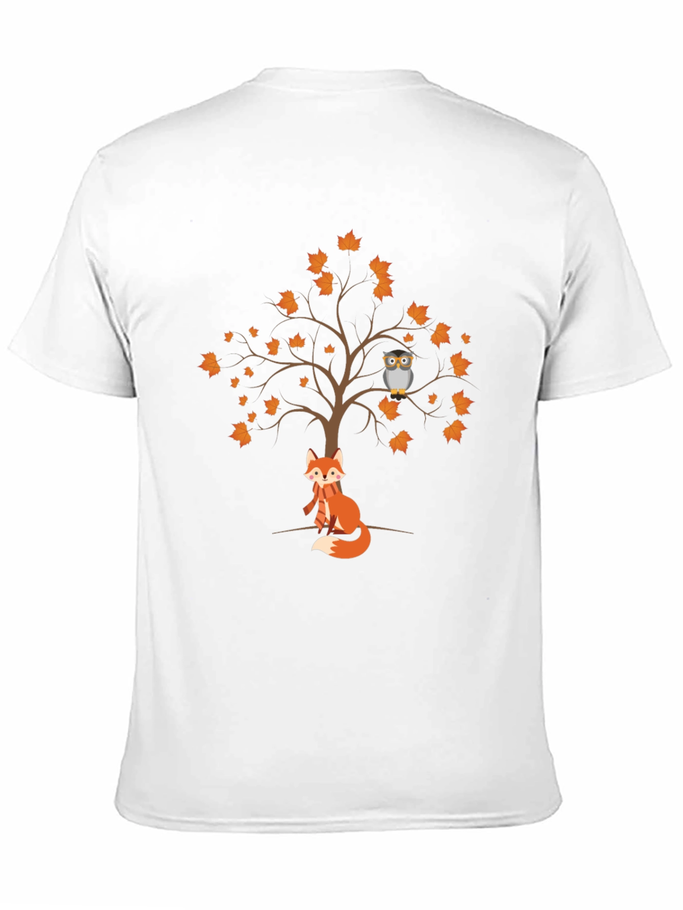 Black Autumn Fox & Owl Tree Graphic Tee view 11