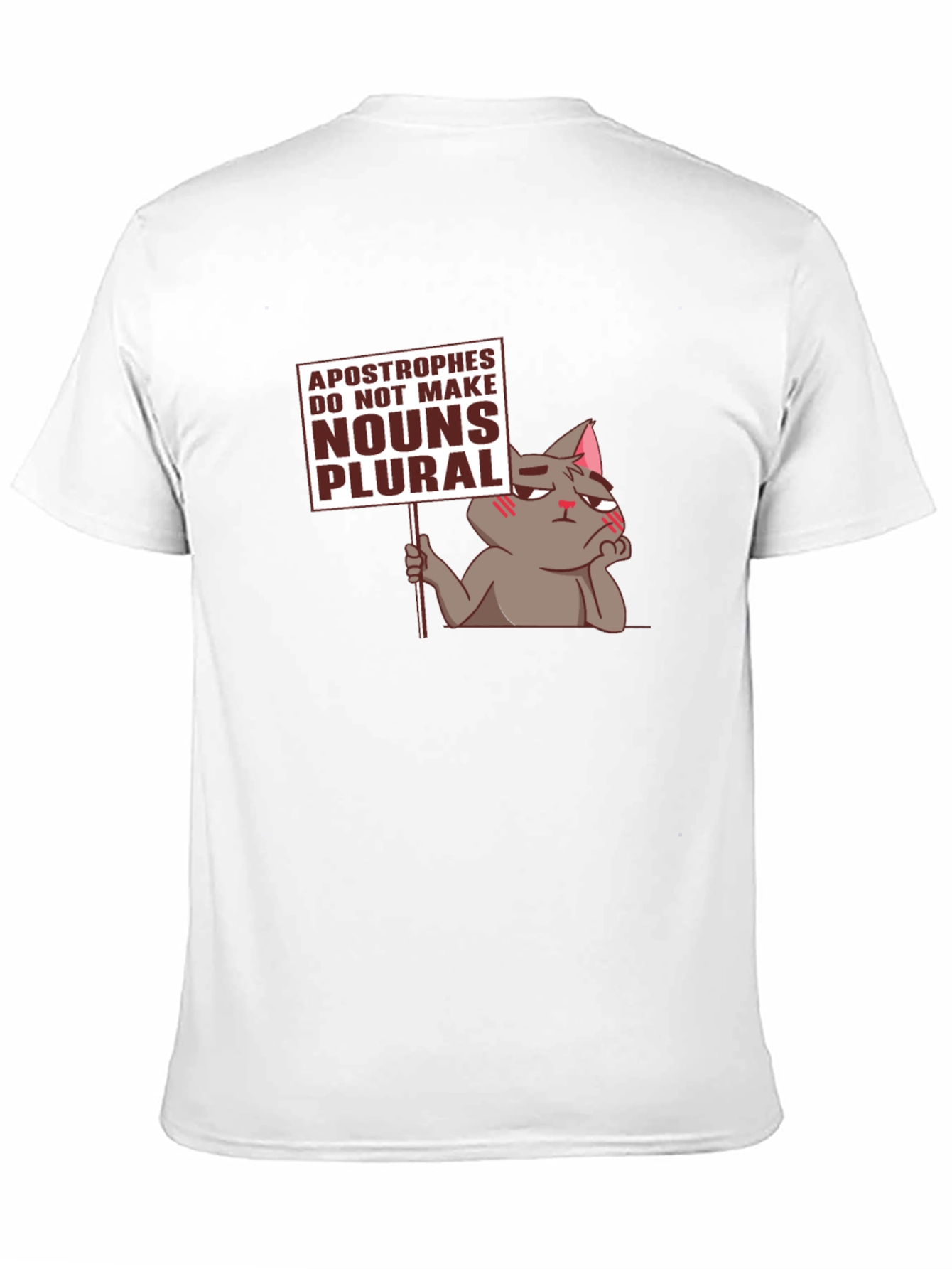 Black Grammar Cat T-Shirt - Apostrophes Do Not Make Nouns Plural Tee view 11
