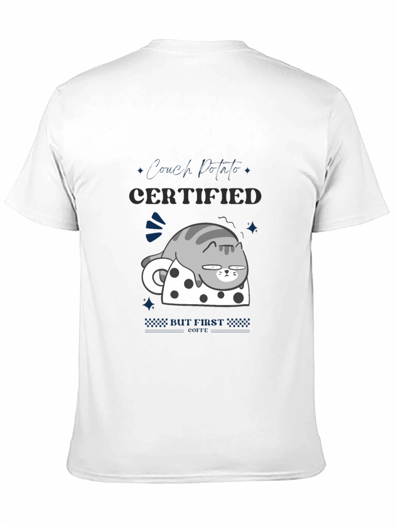 Black Certified Couch Potato T-Shirt - Funny Cat Design view 11