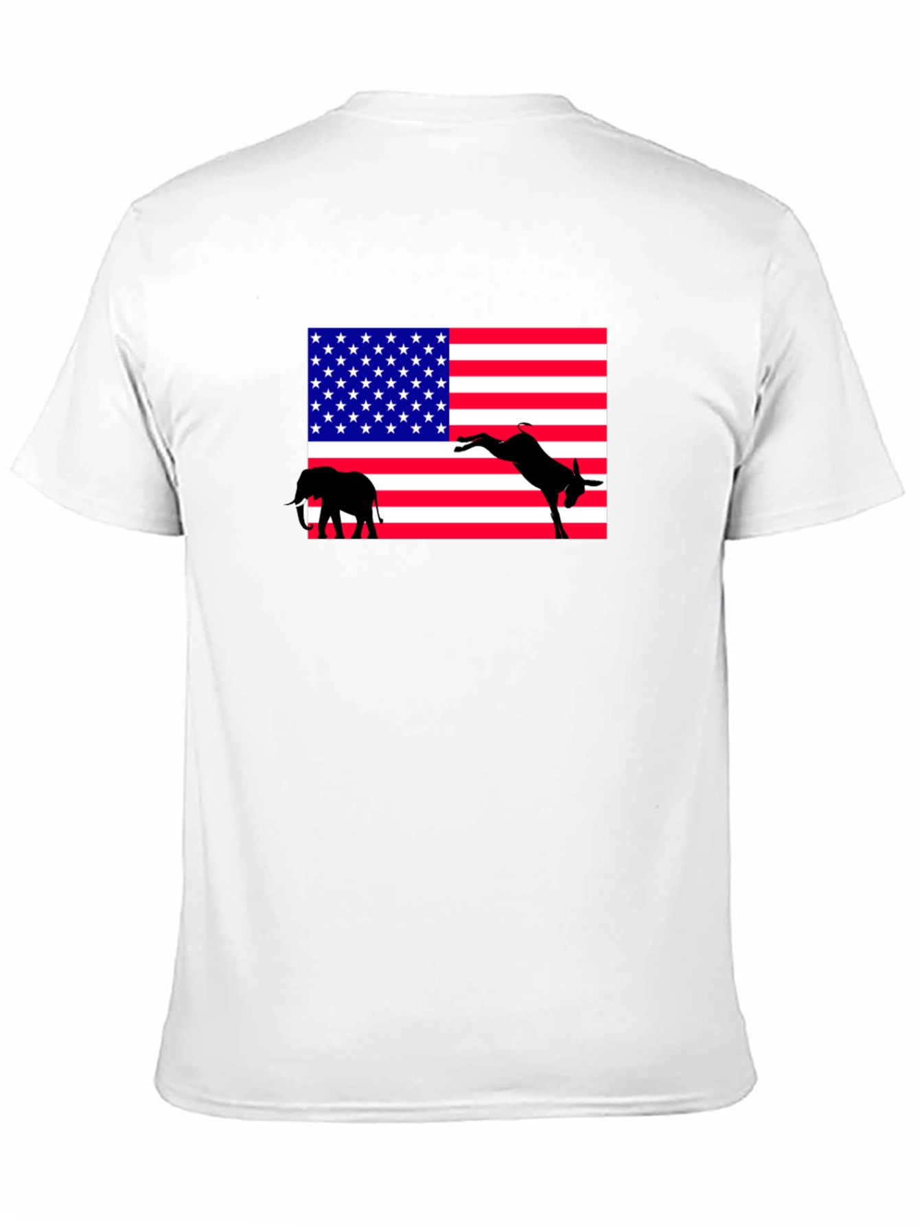 Black Political T-Shirt: Elephant & Donkey American Flag view 11