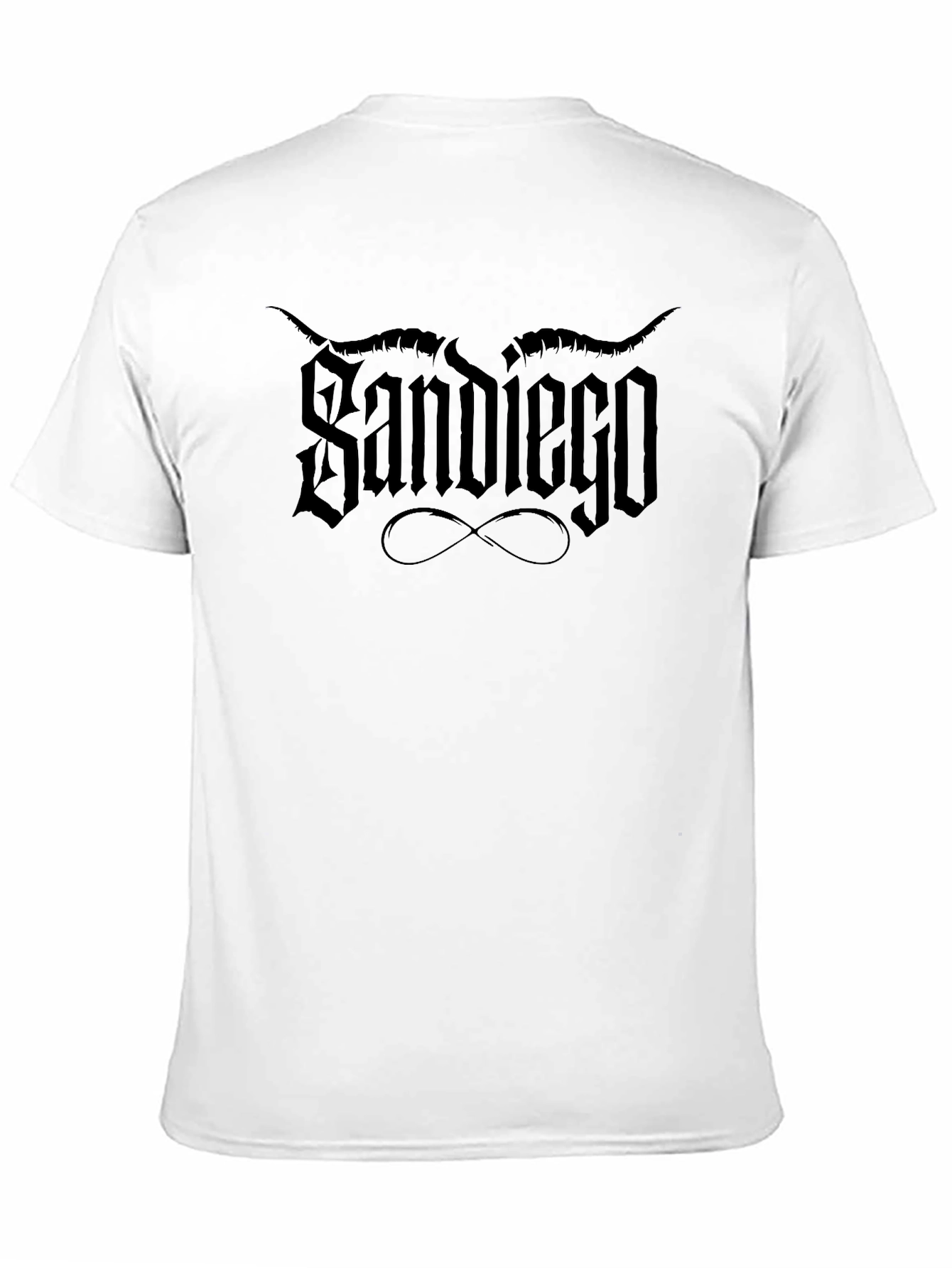 Black Sandiego Horned Script Black Graphic T-Shirt view 11