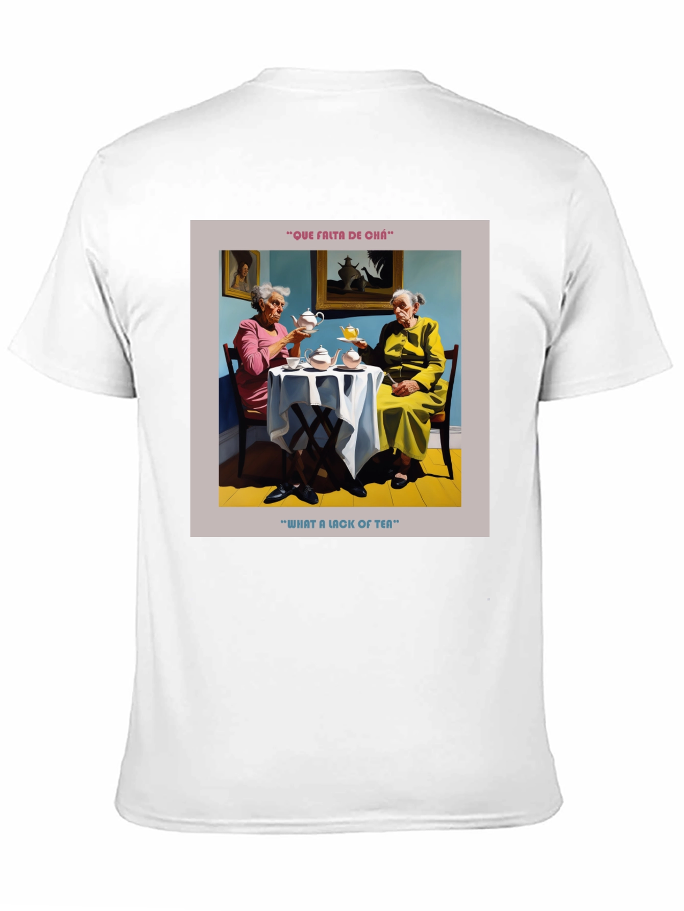 Black Humorous "What a Lack of Tea" Graphic T-Shirt view 11