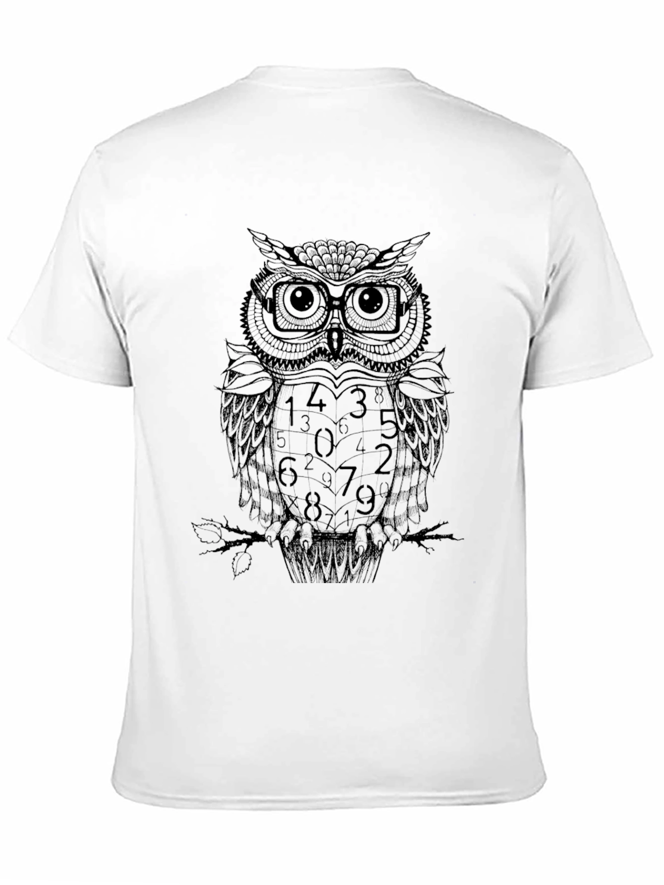 Black Numerology Owl Graphic Print Black T-Shirt view 11