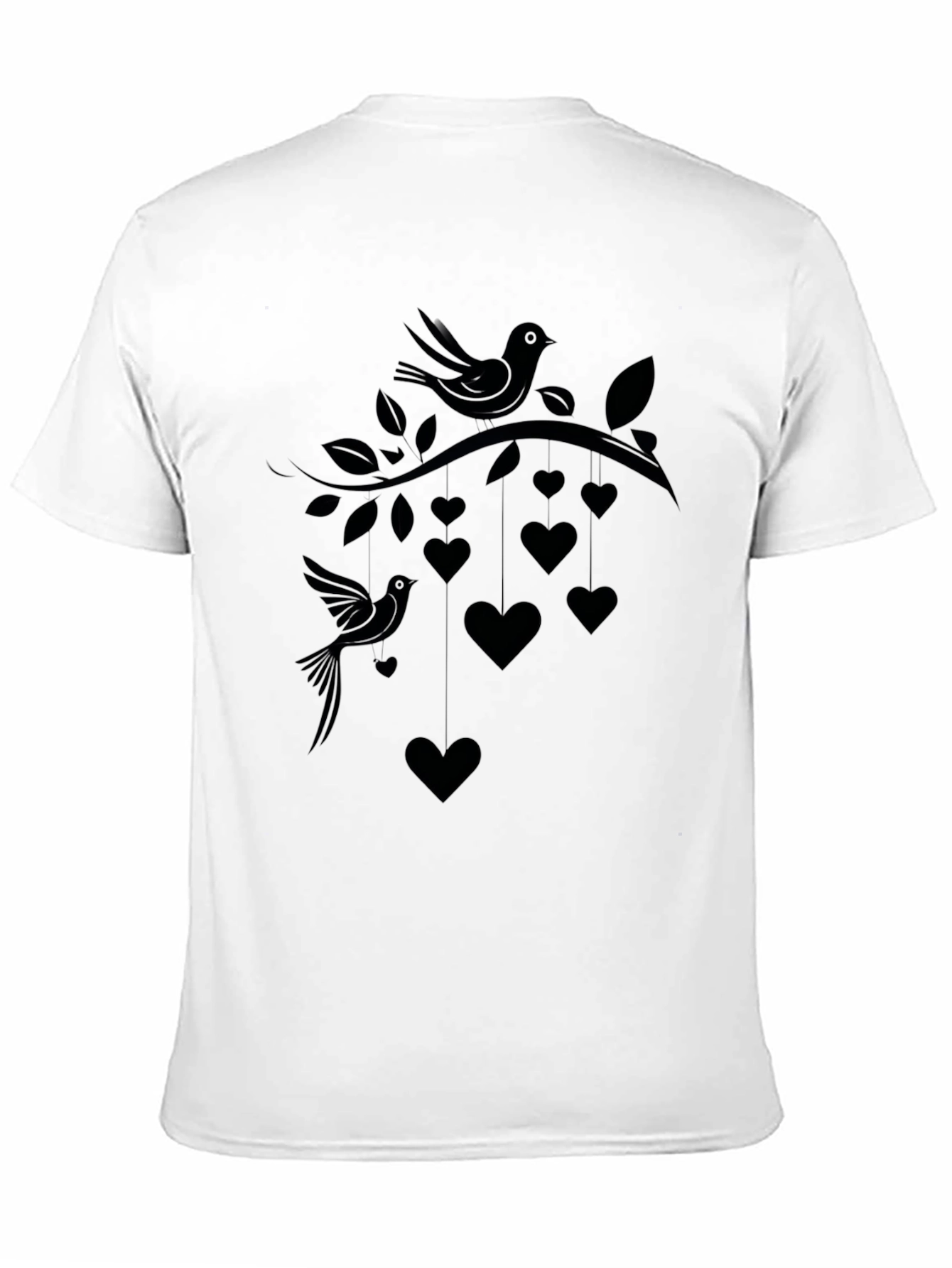 Love Birds Tee - Heart & Bird Graphic Print - 11