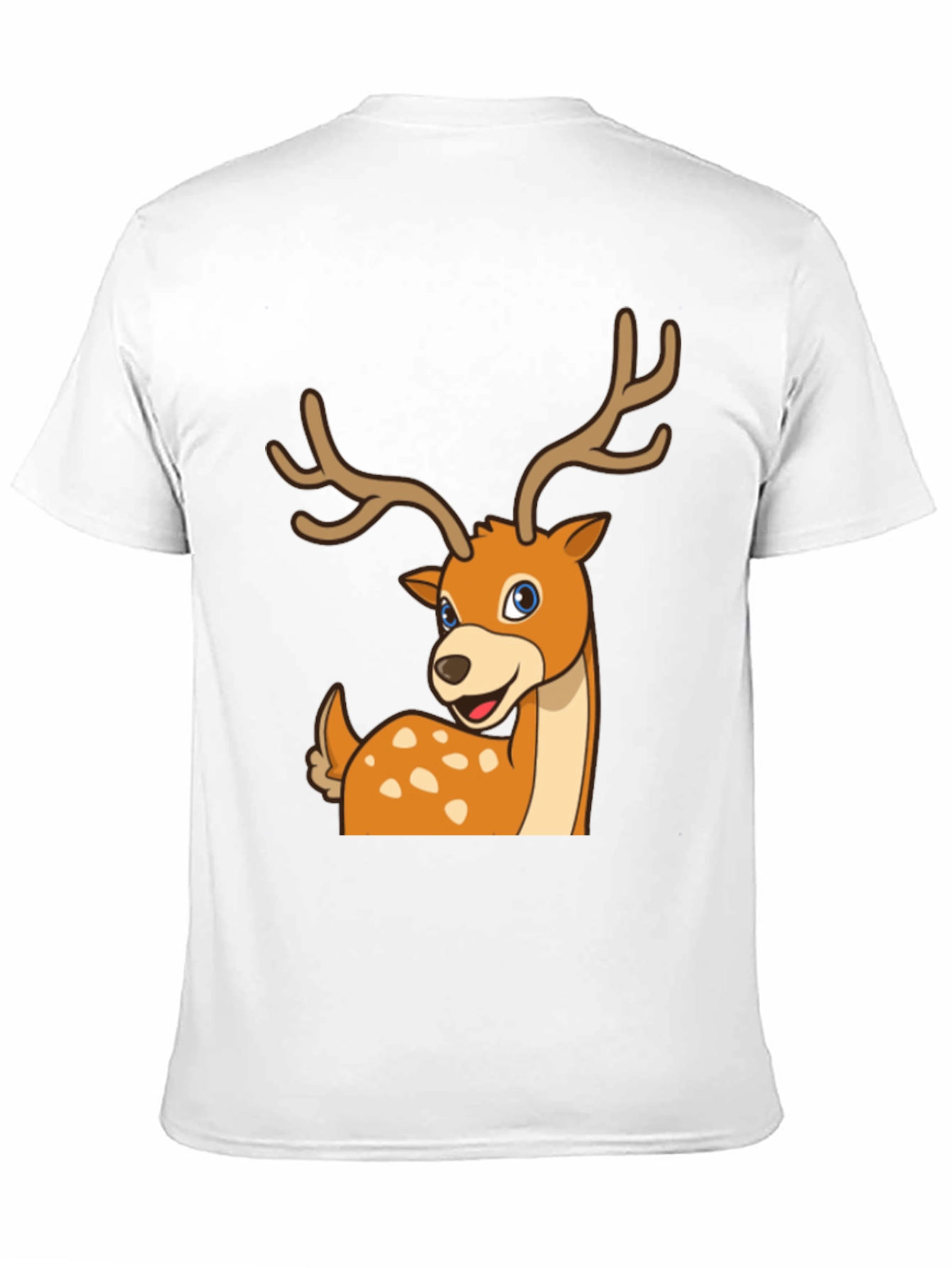 Black Deer Cartoon Graphic Black T-Shirt view 11