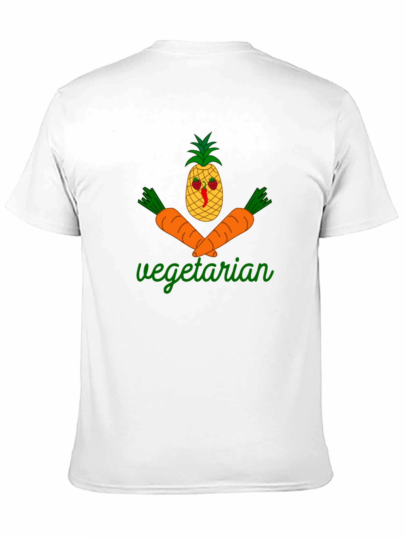 Black Vegetarian Graphic T-Shirt - Pineapple & Carrot Design view 11