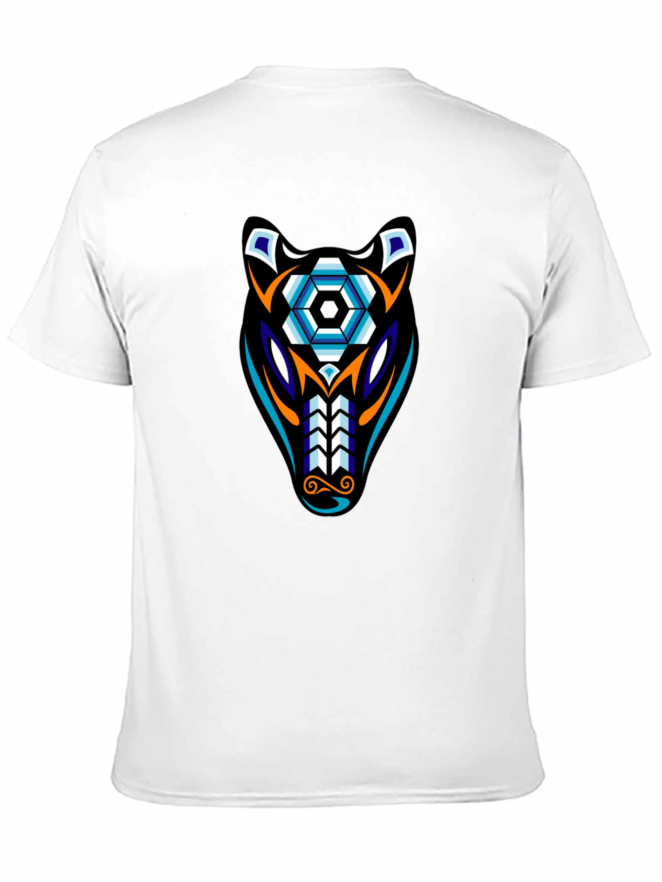 Black Geometric Wolf Graphic Tee - Black Cotton Blend view 11